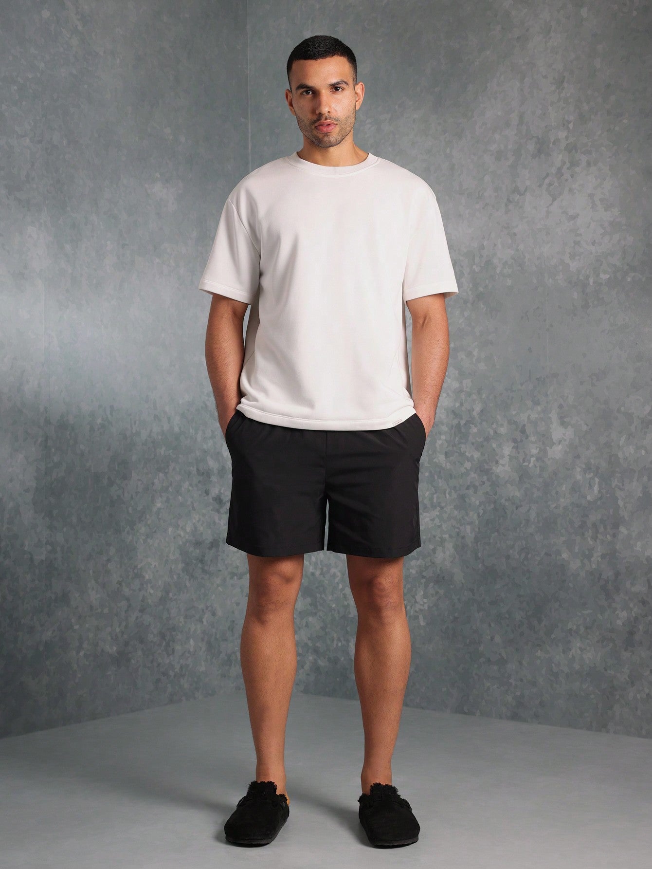 Regular Nylon Shorts With Woven Label Detail