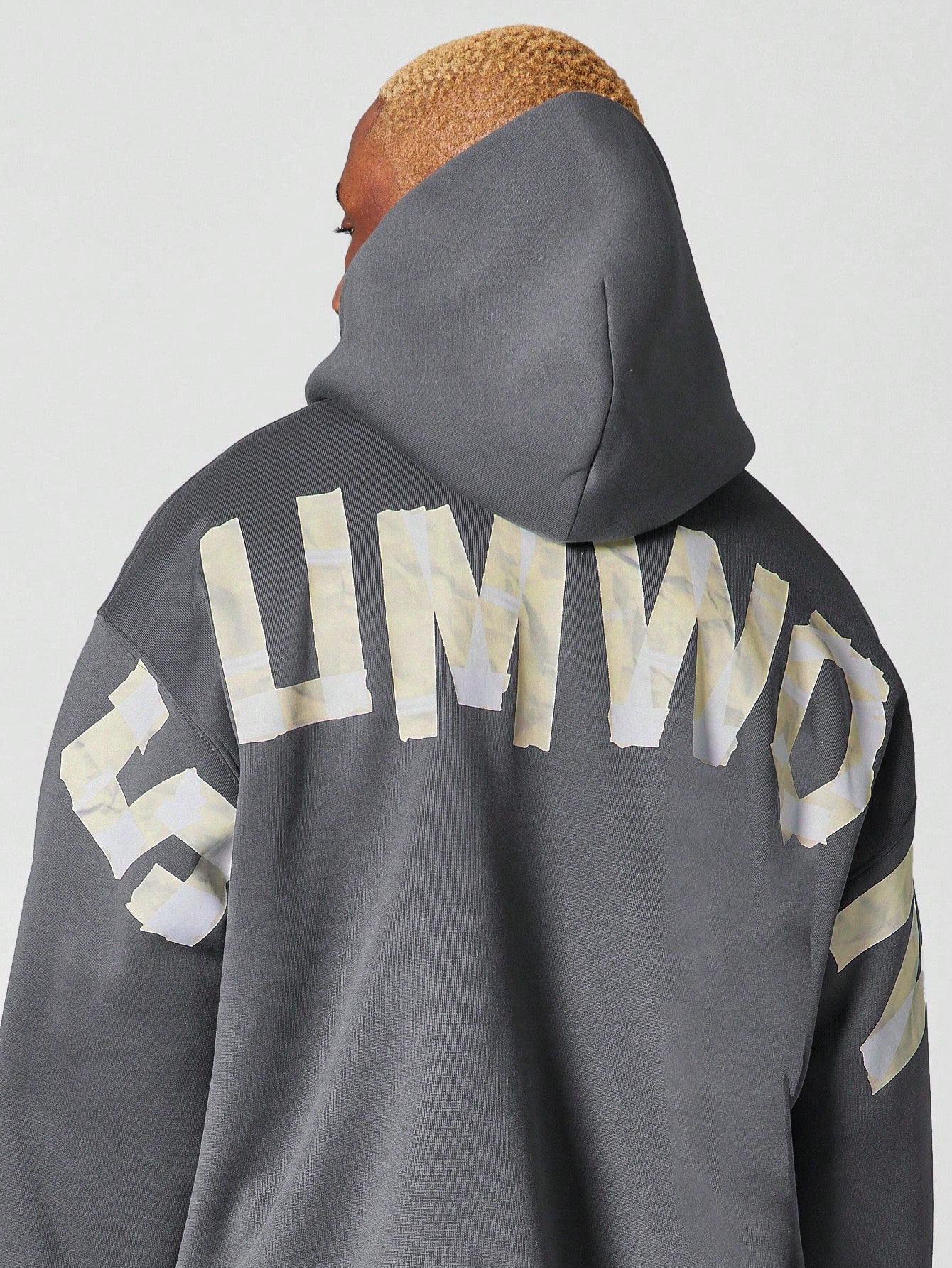 Plus Size Overhead Essential Hoodie With Tape Graphic Print