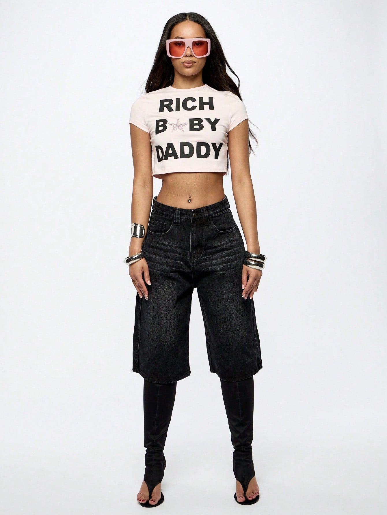 SUMWON WOMEN Rich Baby Daddy Graphic Baby Tee