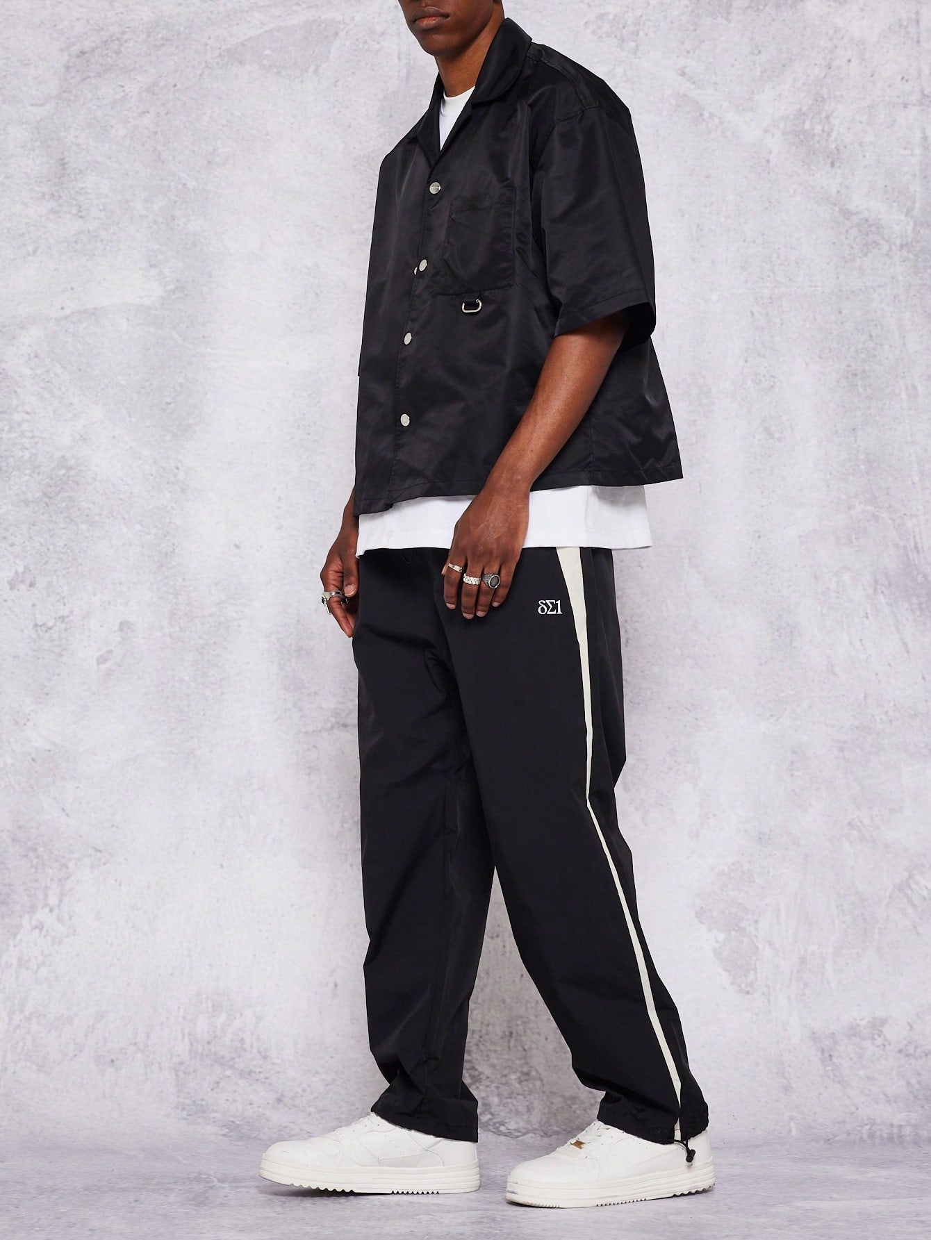 Straight Leg Nylon Pant With Contrast Panels