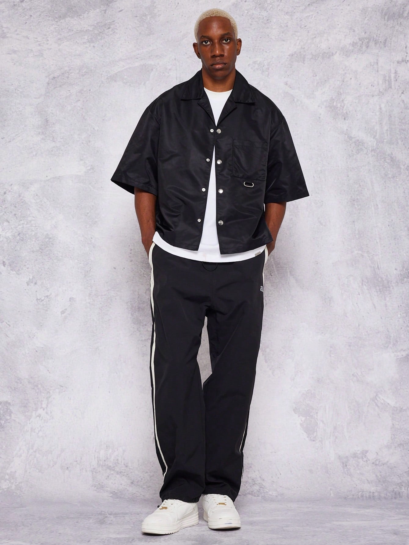 Straight Leg Nylon Pant With Contrast Panels