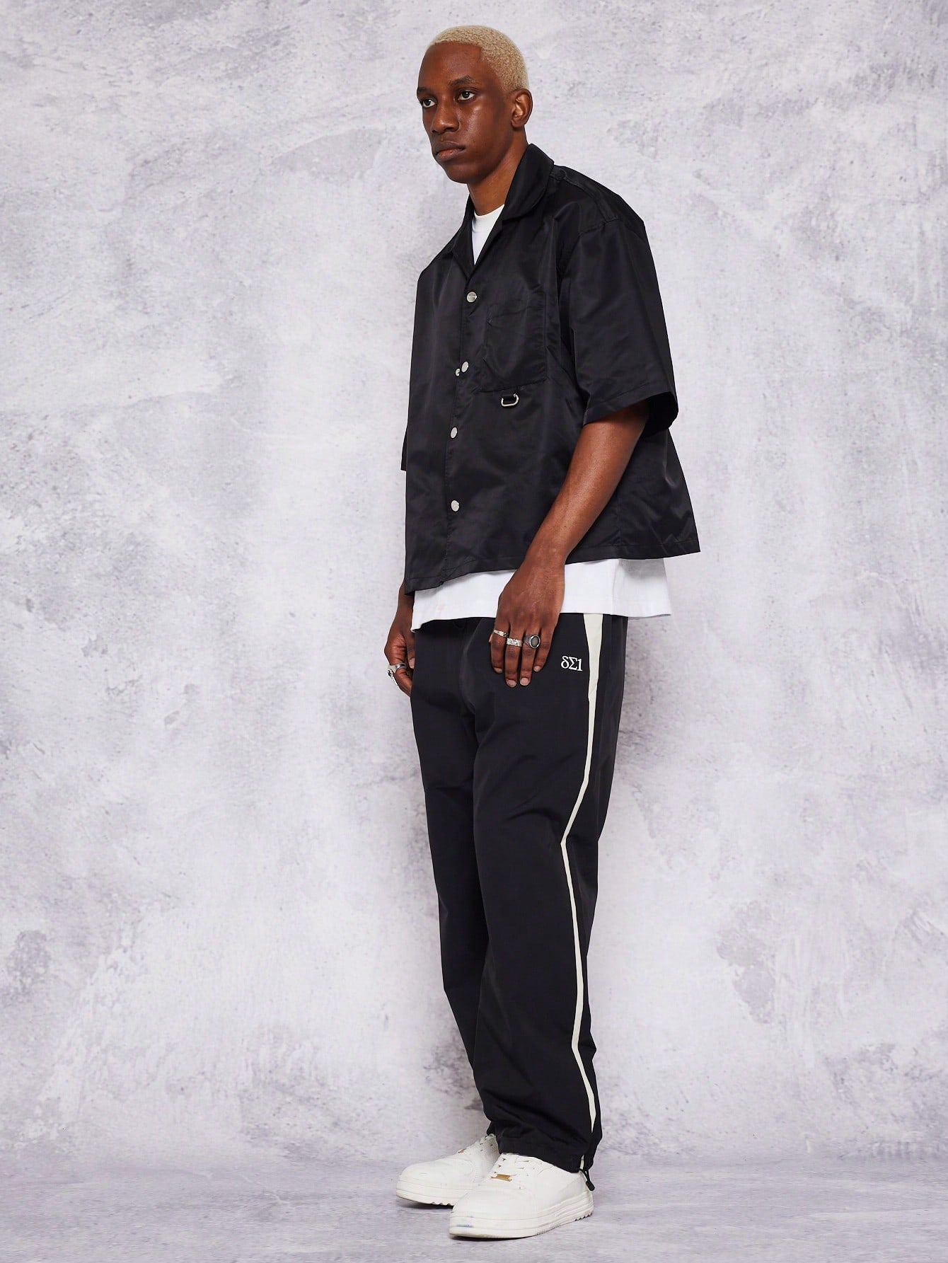 Straight Leg Nylon Pant With Contrast Panels