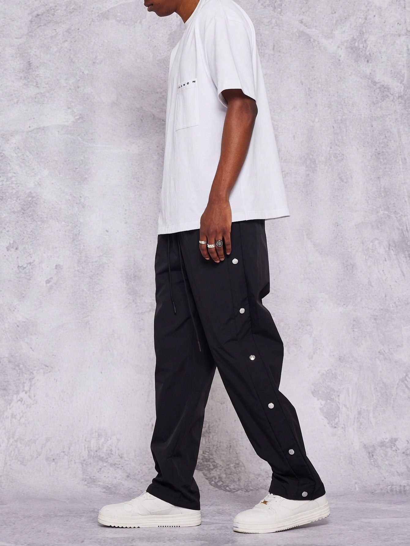 Straight Leg Nylon Jogger Trouser With Side Seam Snaps