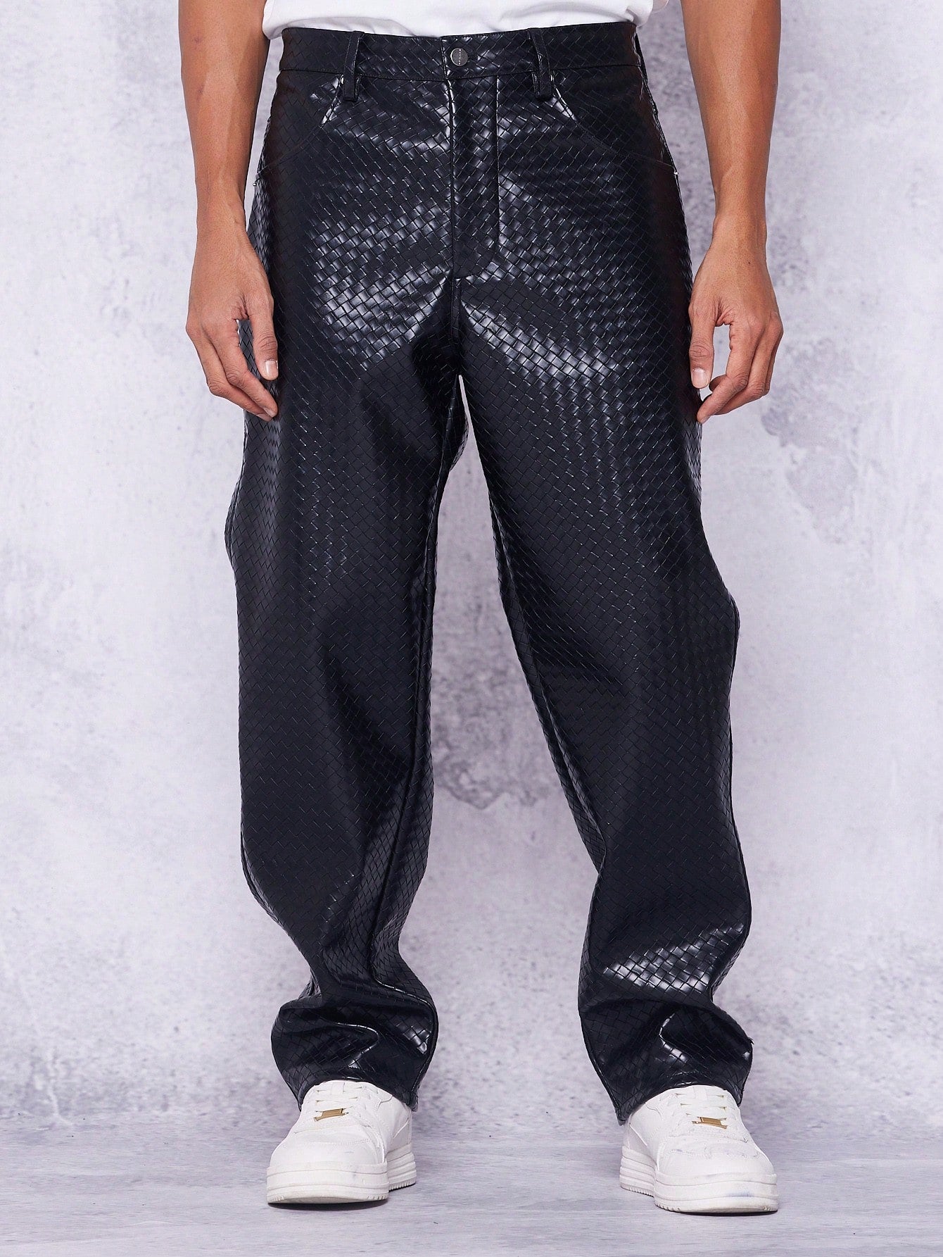 Loose Fit PU Weave 5 Pocket Trouser