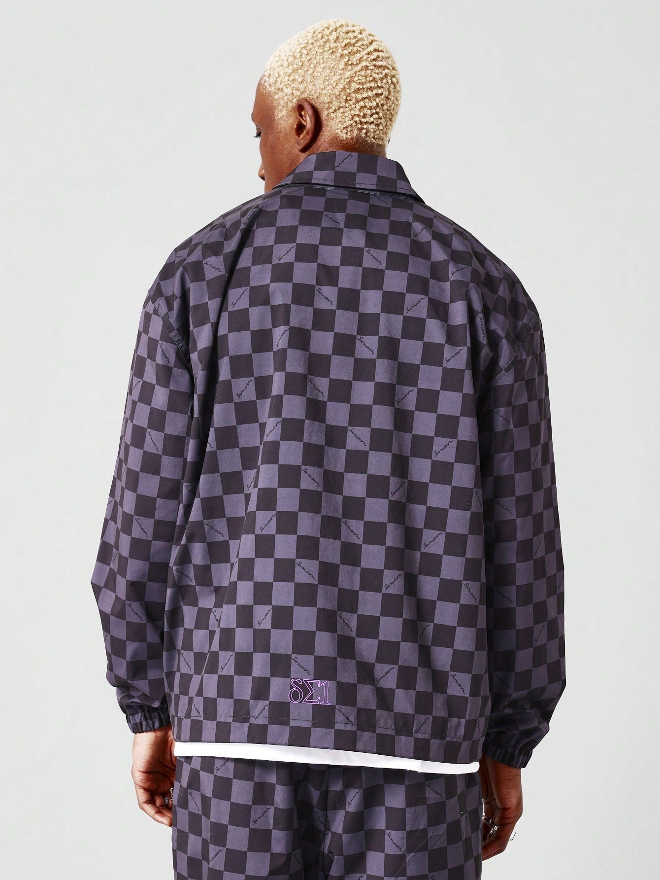 Button Through Jacket With Checkerboard Print