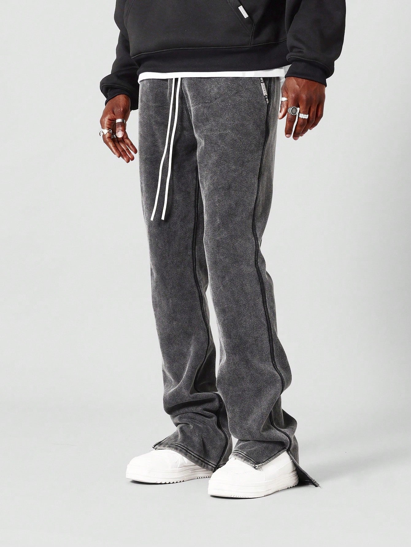 Straight Fit Washed Jogger With Split Hem