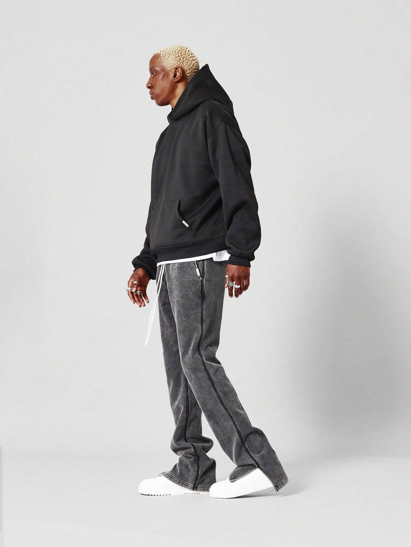 Straight Fit Washed Jogger With Split Hem