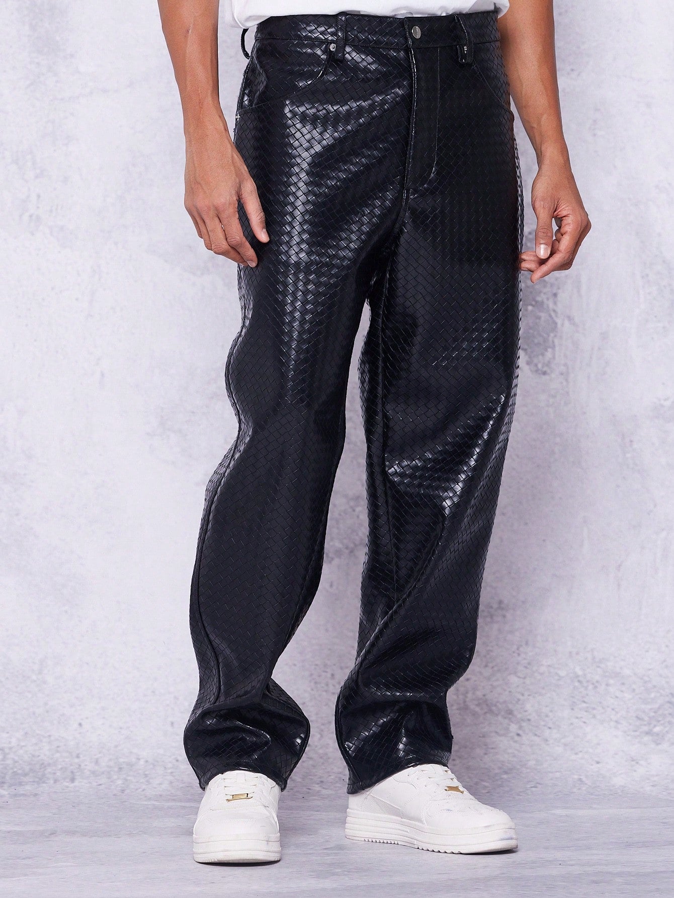 Loose Fit PU Weave 5 Pocket Trouser