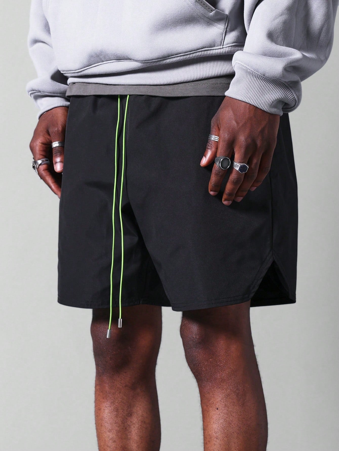 Nylon Shorts With Contrast Drawcords