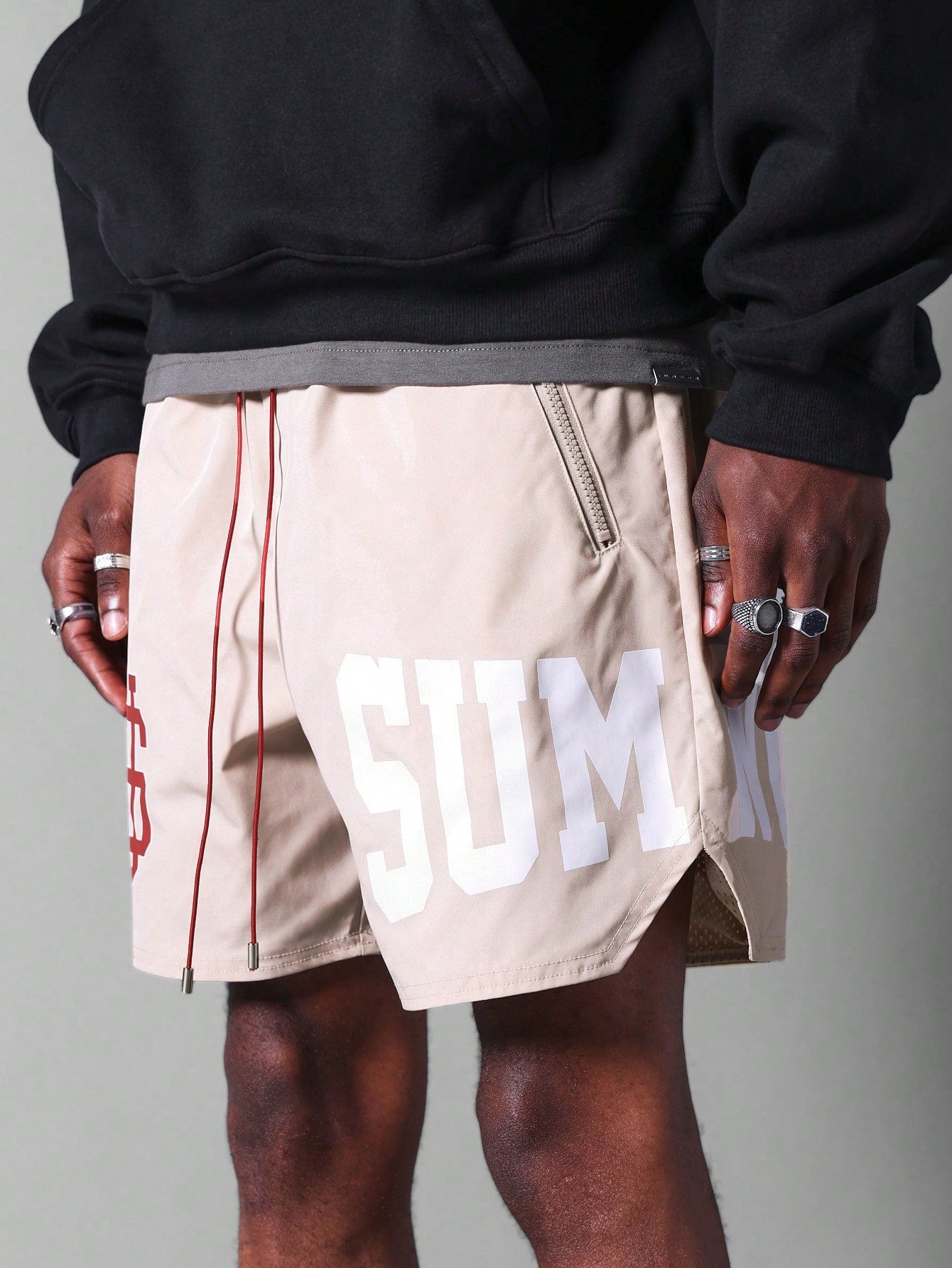 Nylon Shorts With Front Print