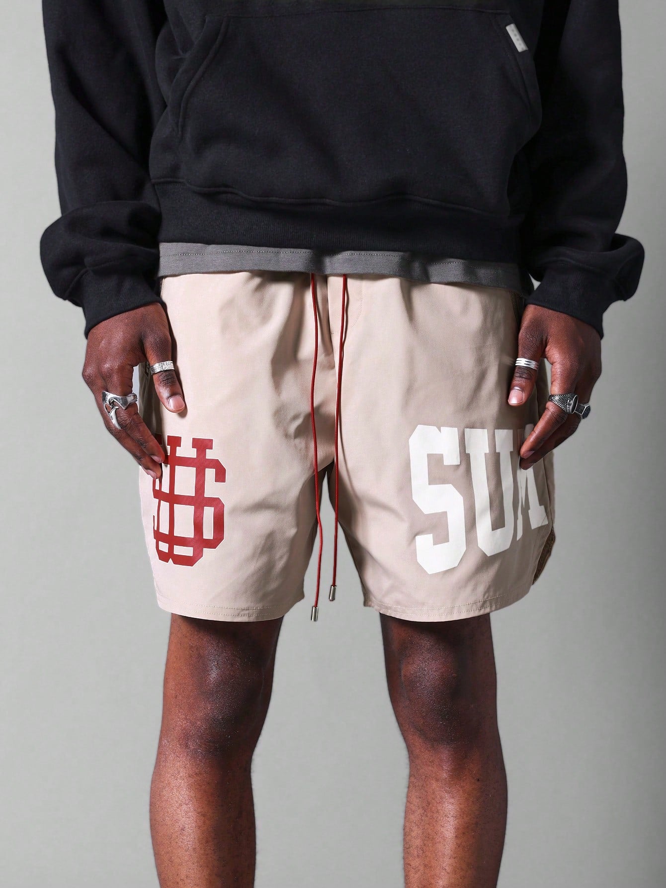 Nylon Shorts With Front Print