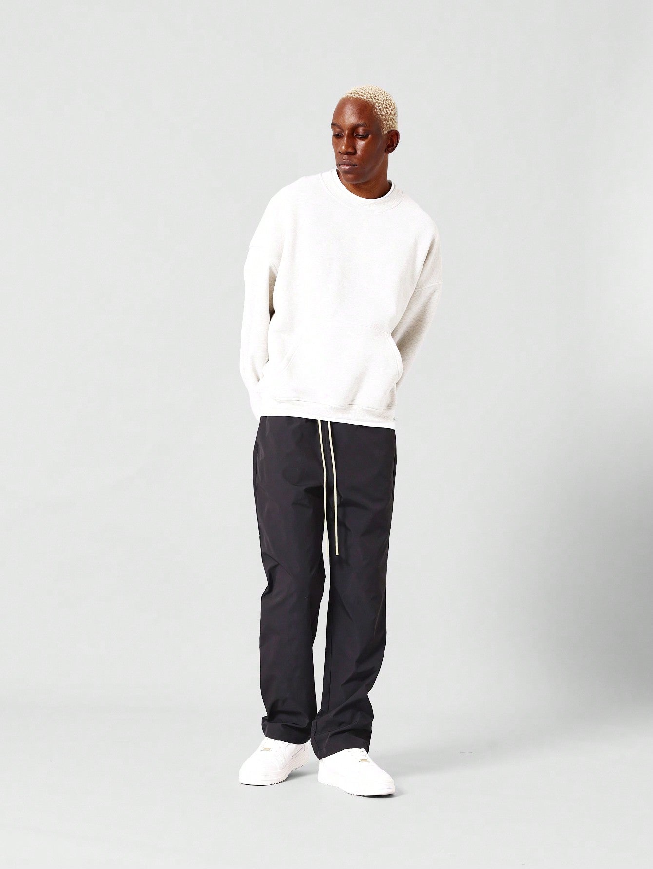 Straight Fit Nylon Jogger Trouser With Elastic Waistband