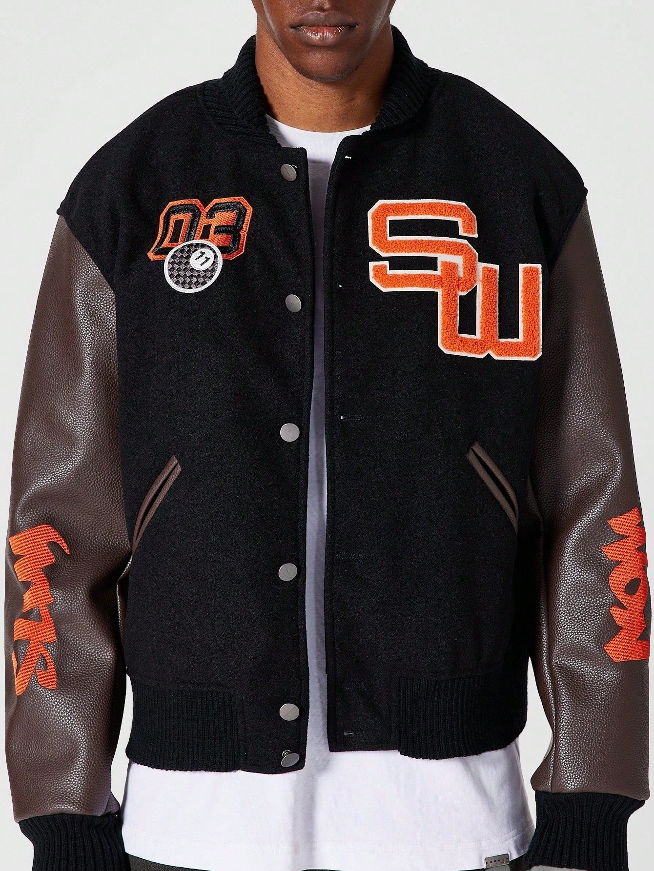 BADGED WOOL VARSITY JACKET College Ready