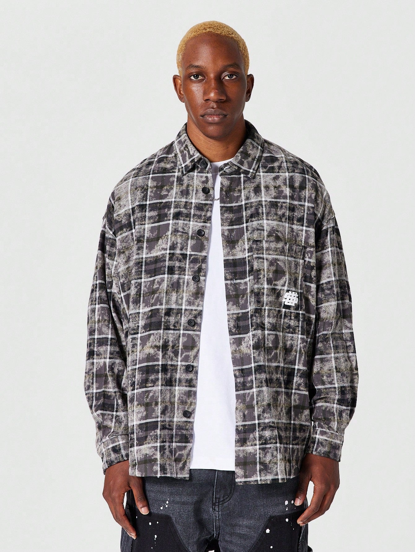 Oversized Fit Checked Shirt With Back Print