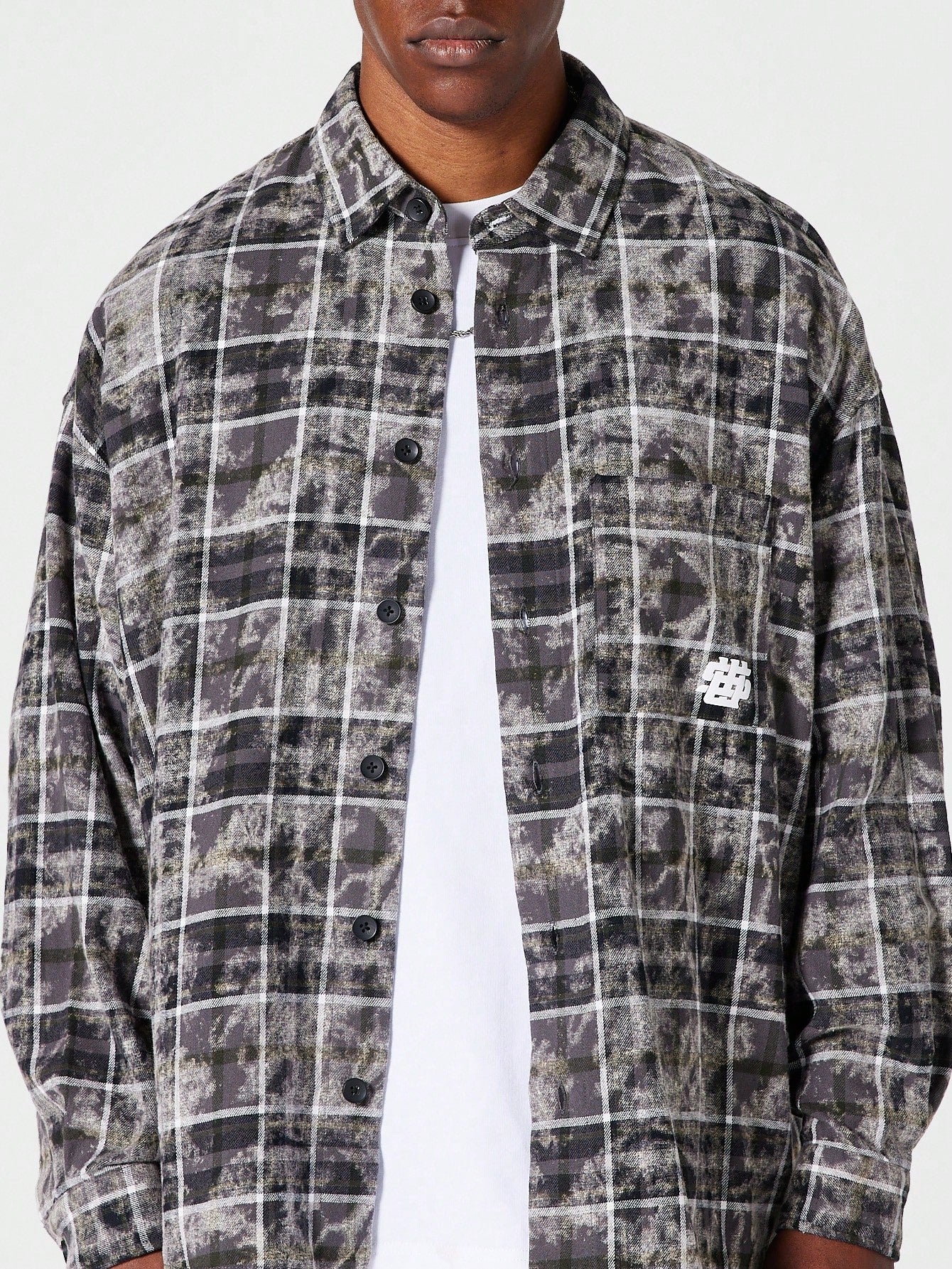 Oversized Fit Checked Shirt With Back Print