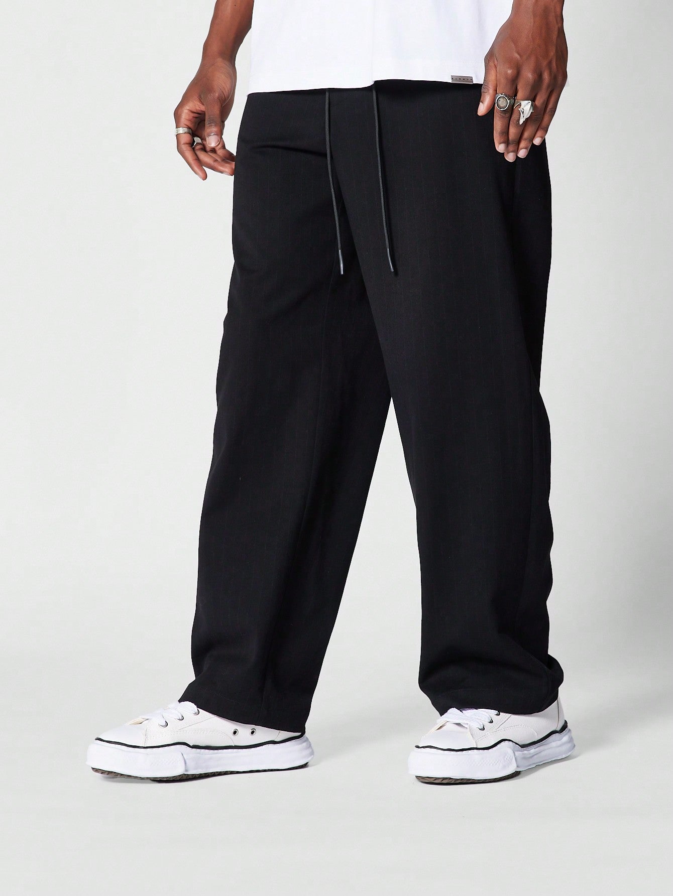 Straight Fit Pinstripe Drawstring Trouser