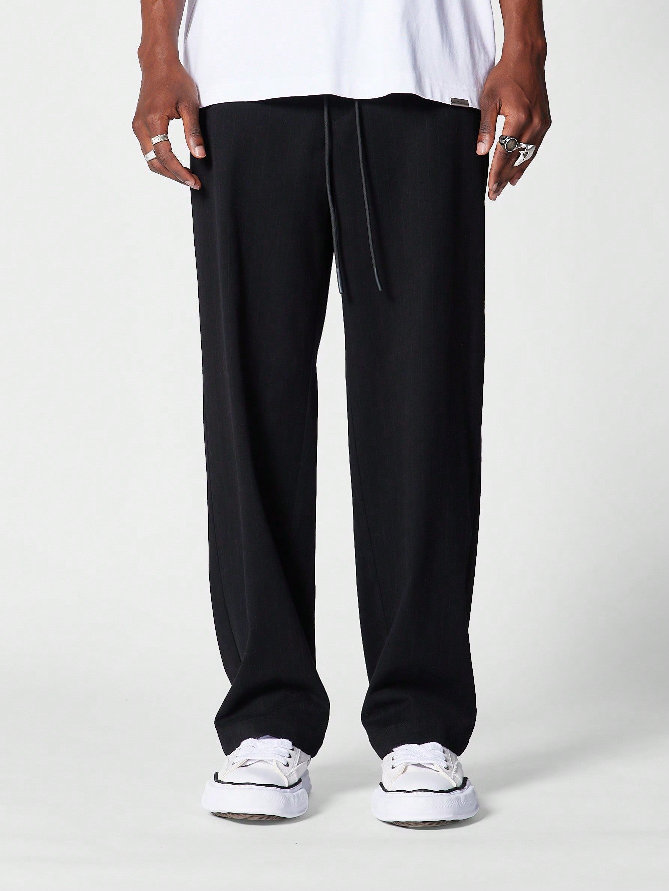 Straight Fit Pinstripe Drawstring Trouser