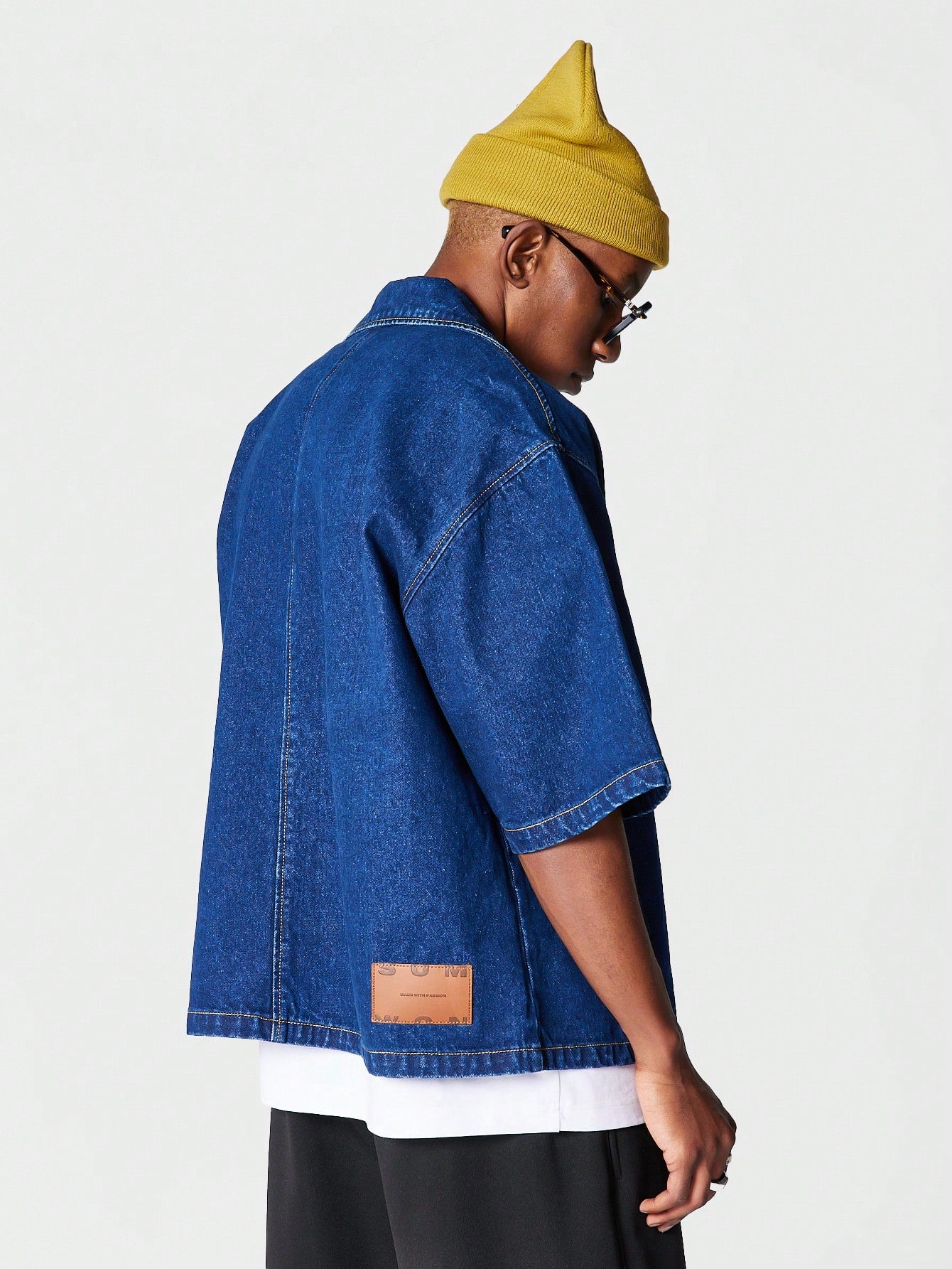 Boxy Fit Revere Collar Denim Shirt