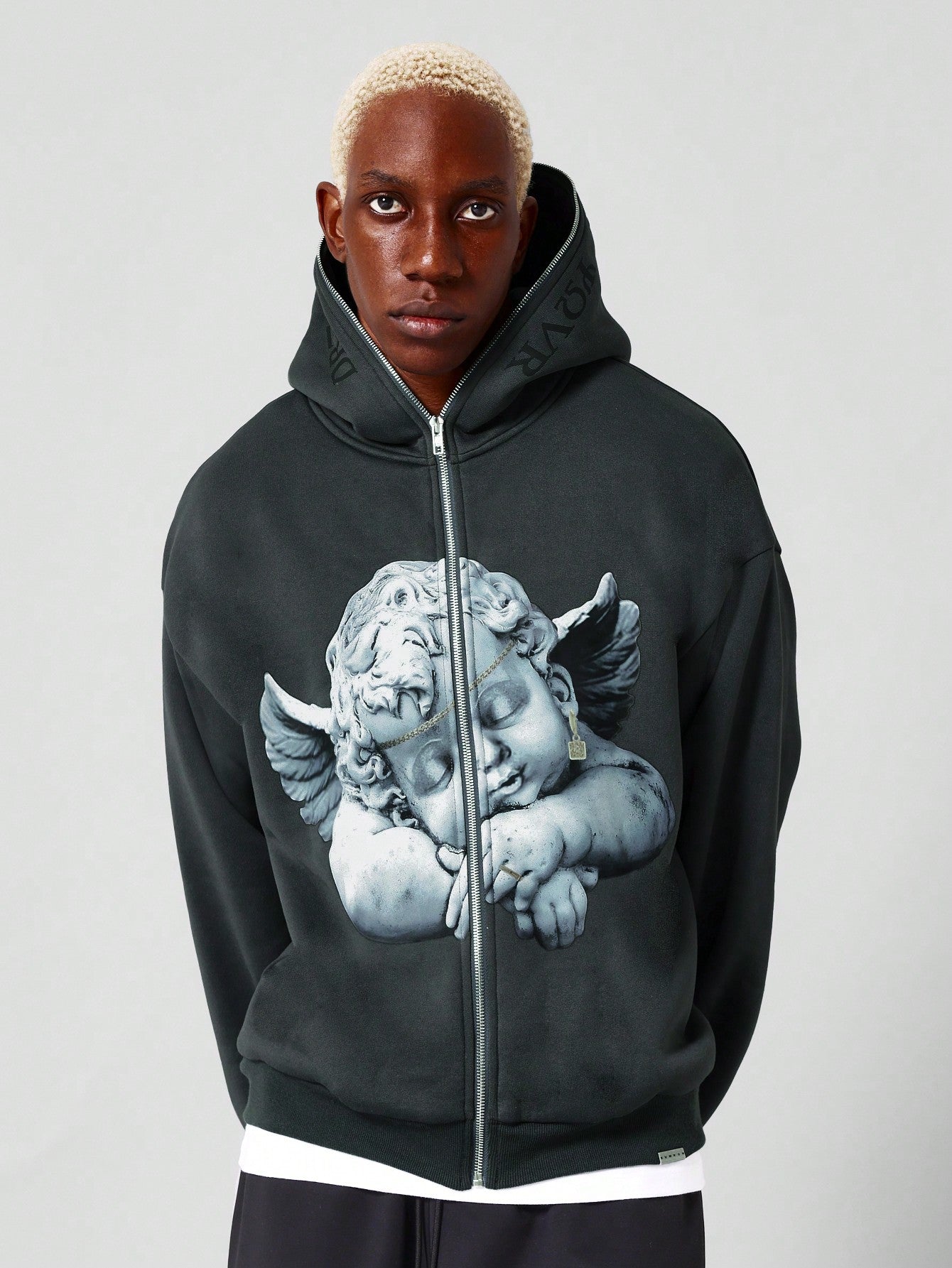 Zip Through Hoody With Front Print