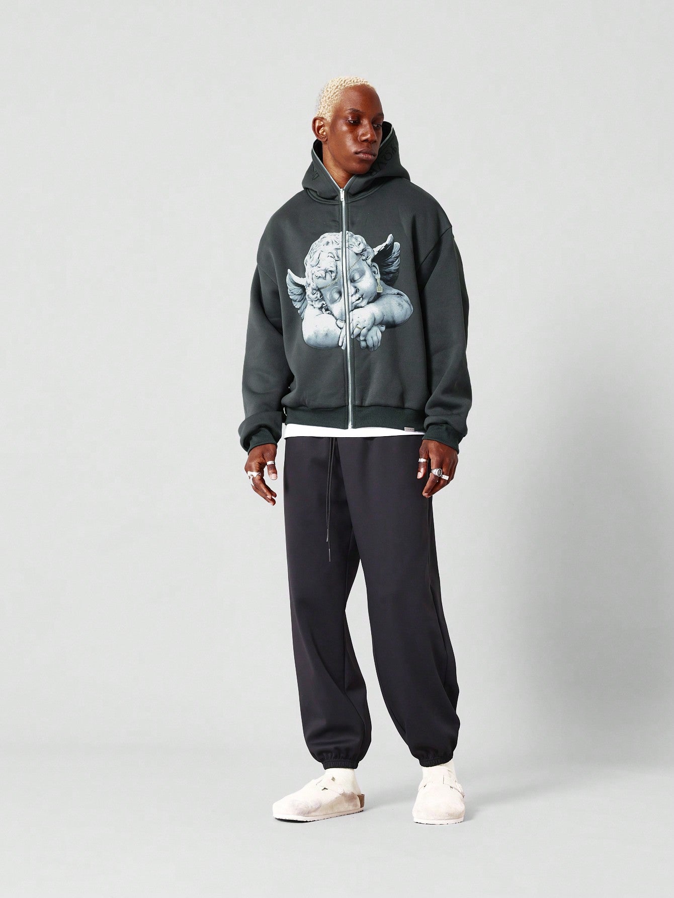 Zip Through Hoody With Front Print