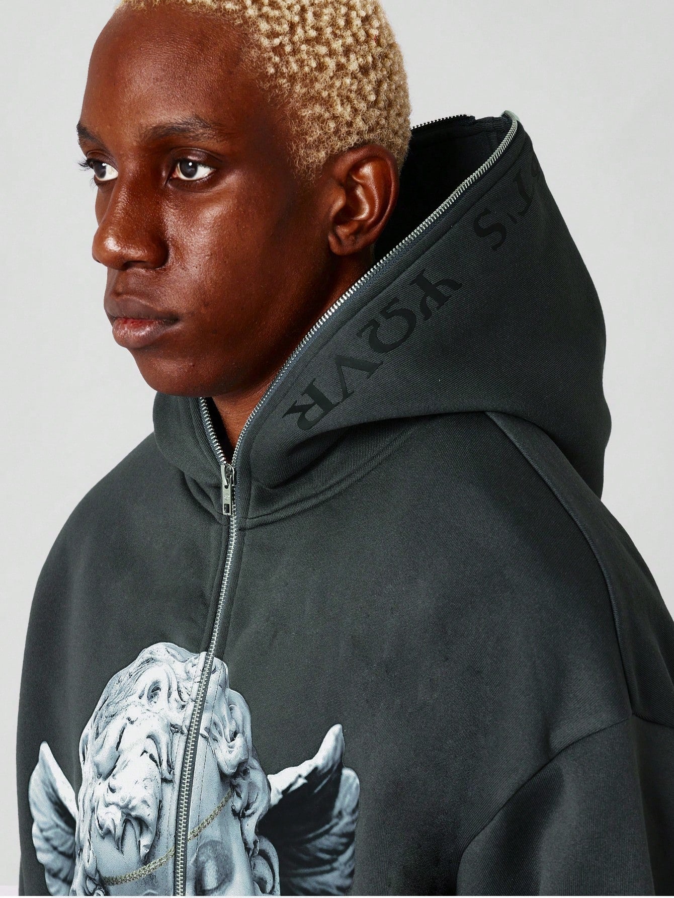 Zip Through Hoody With Front Print