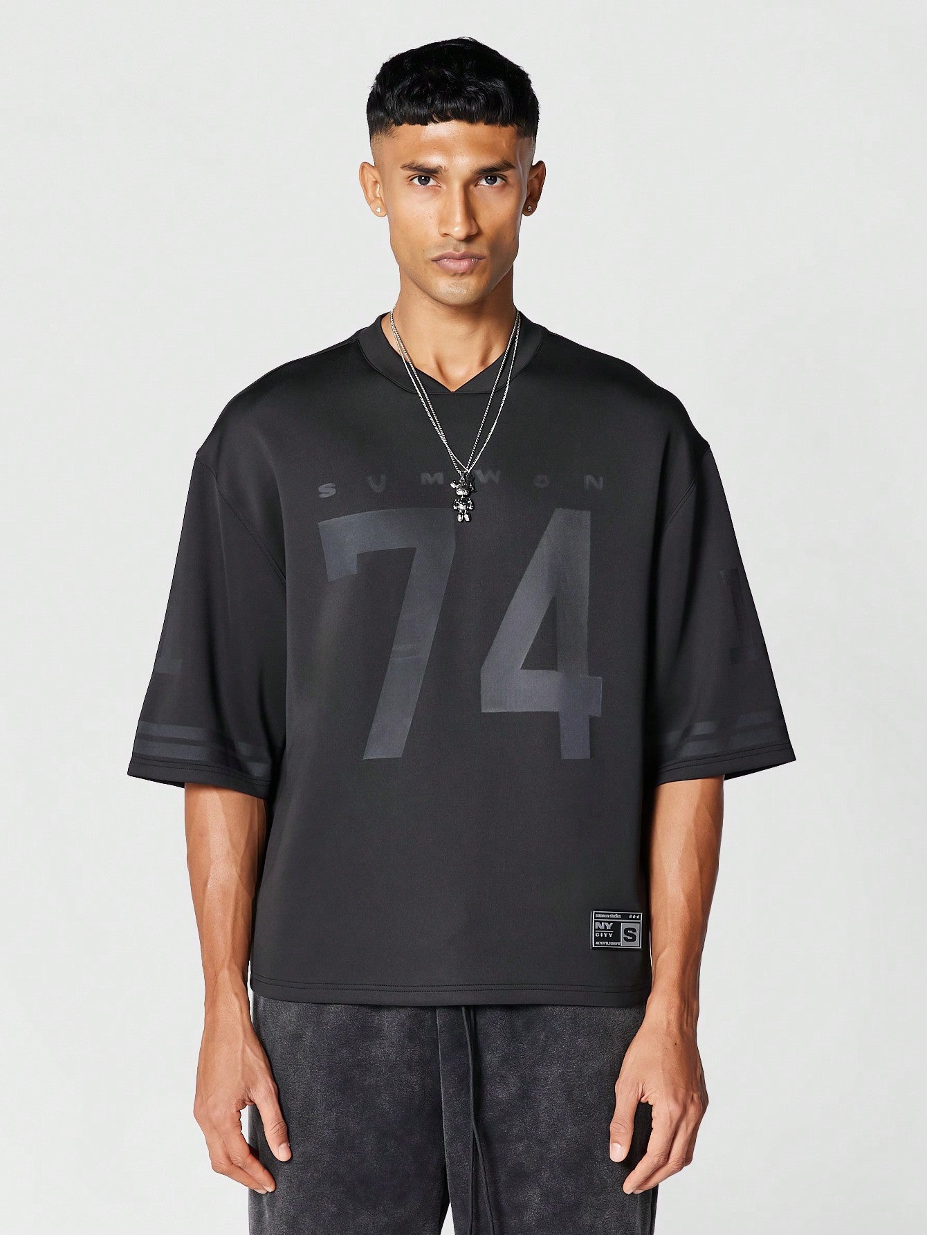 Oversized Fit Hockey Top With Front Print