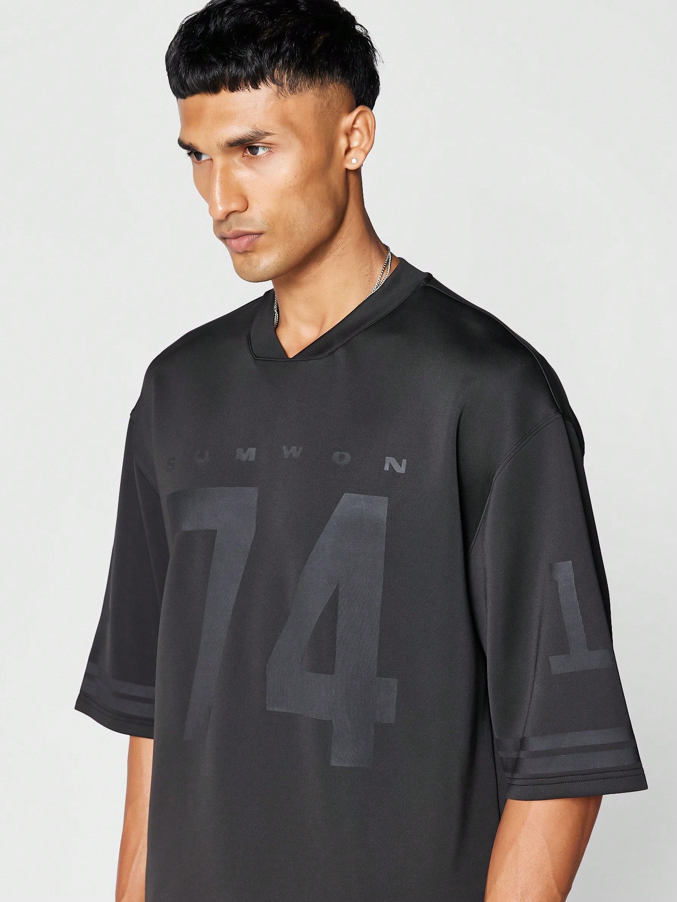 Oversized Fit Hockey Top With Front Print