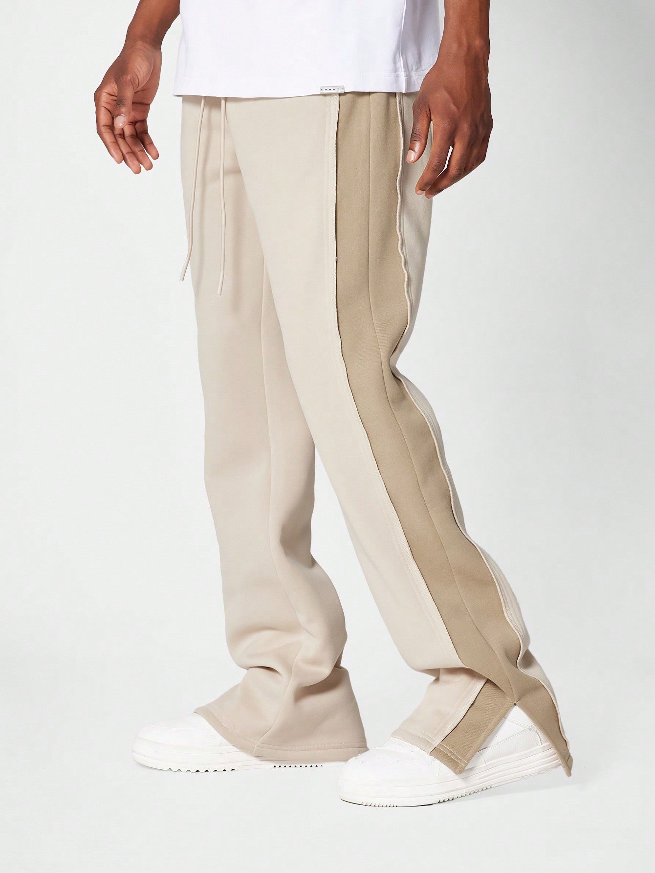 Flare Fit Split Hem Jogger With Contrast Panel