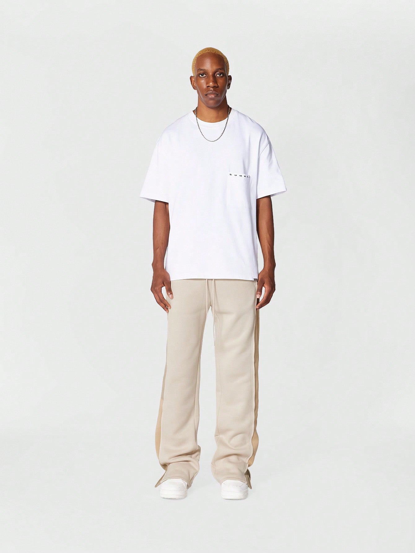 Flare Fit Split Hem Jogger With Contrast Panel