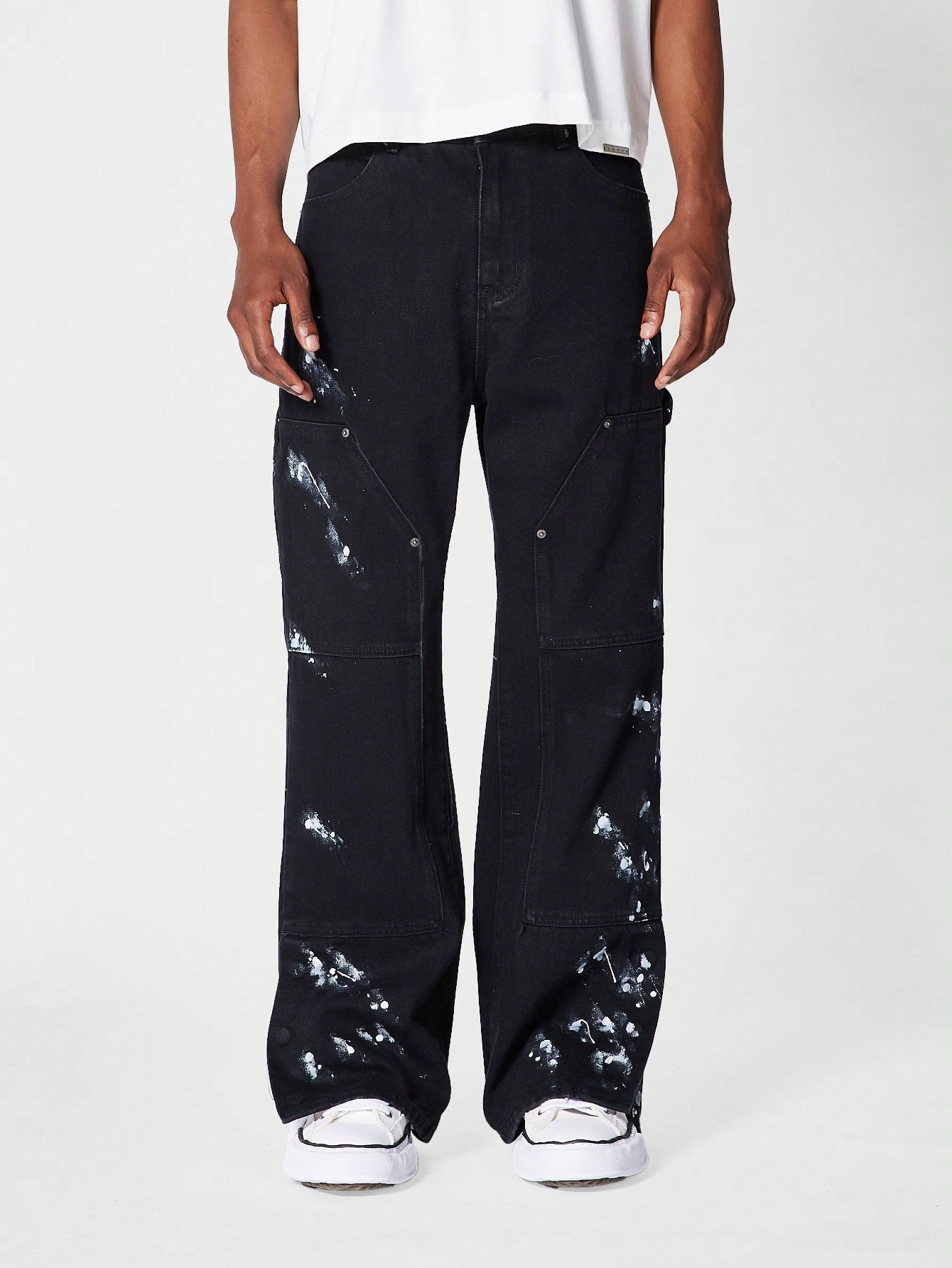 Flare Fit Jean With Paint Print