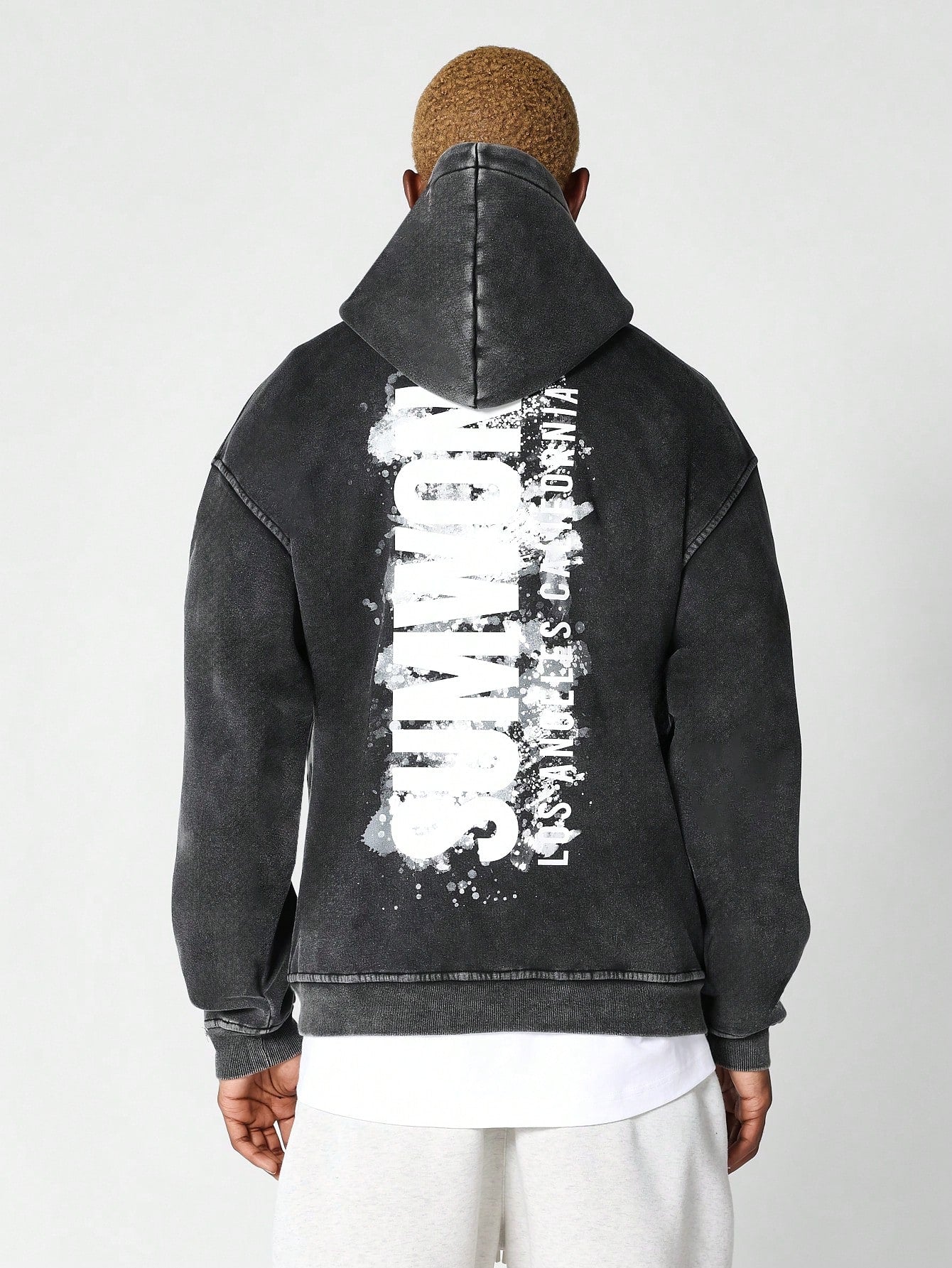 Overhead Washed Hoodie With Back Paint Print College Ready