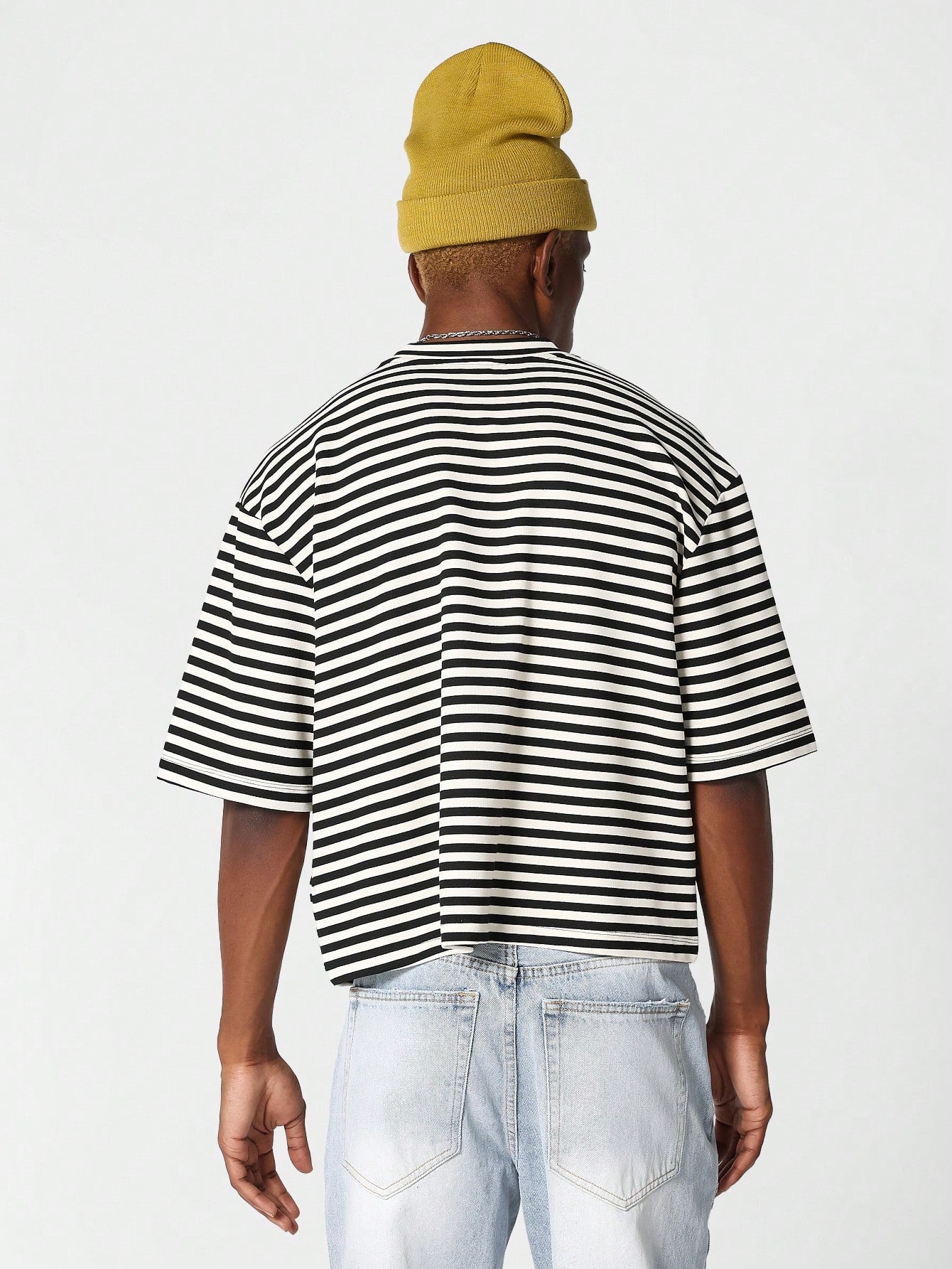 Crop Fit Stripe Short Sleeve Tee