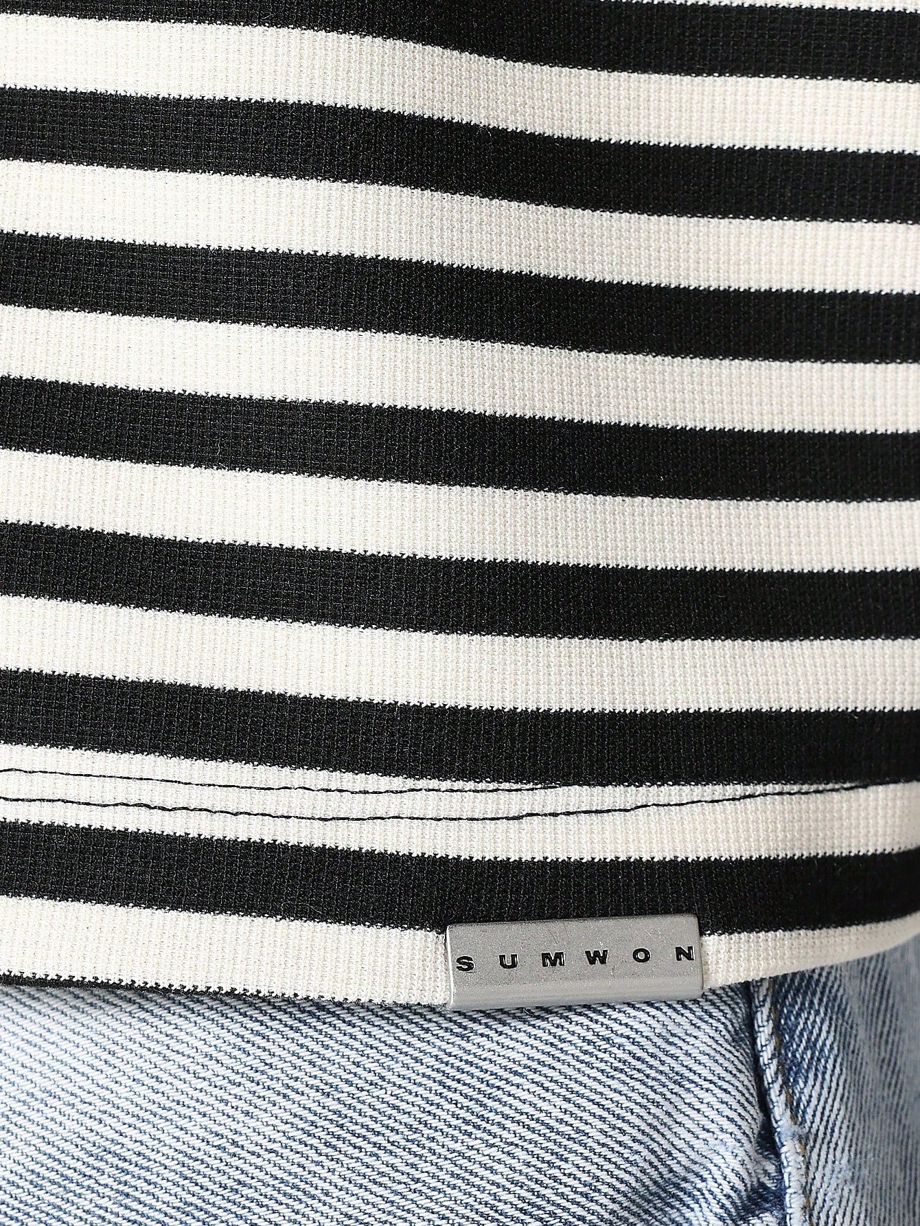 Crop Fit Stripe Short Sleeve Tee