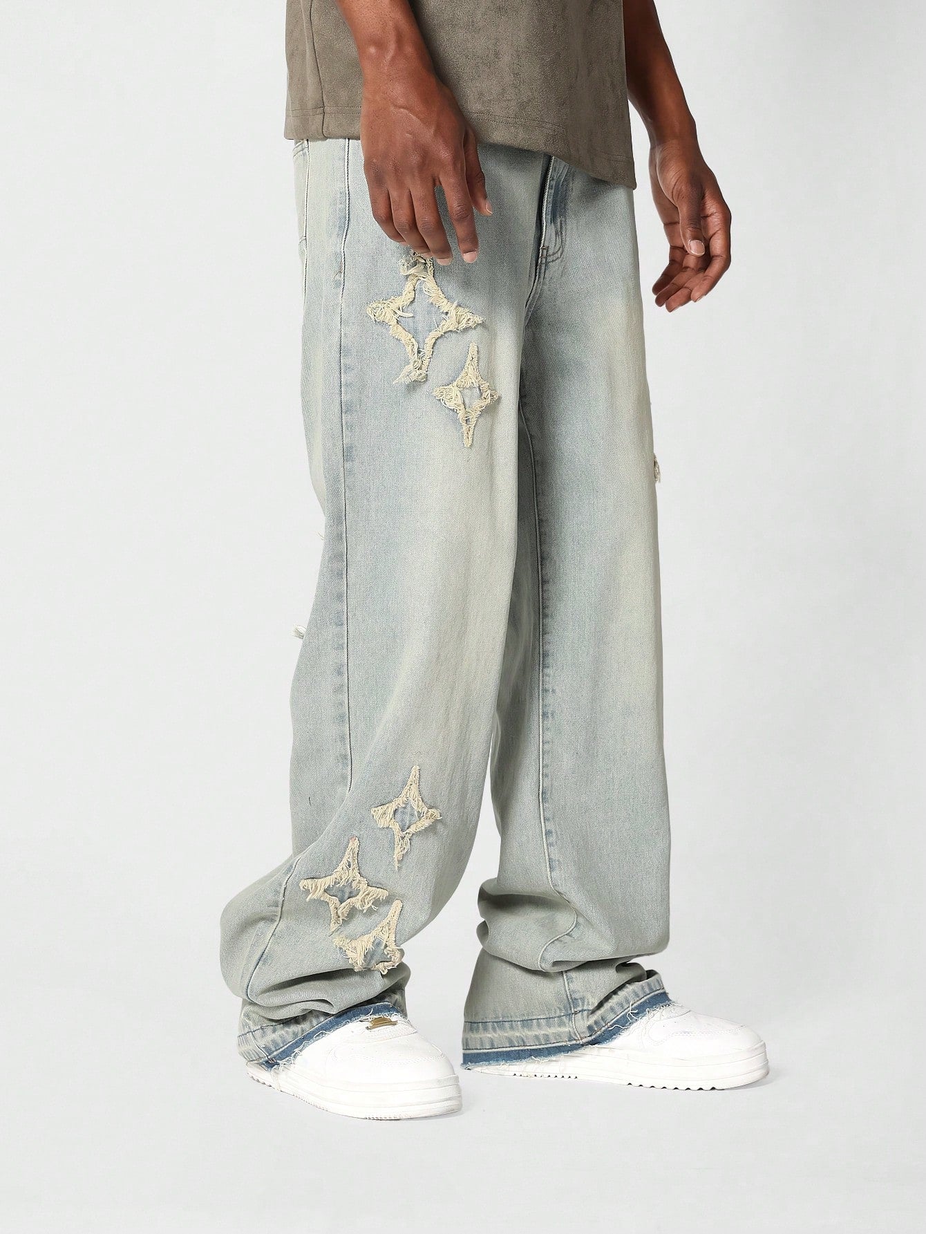 Loose Fit Baggy Jeans With Applique