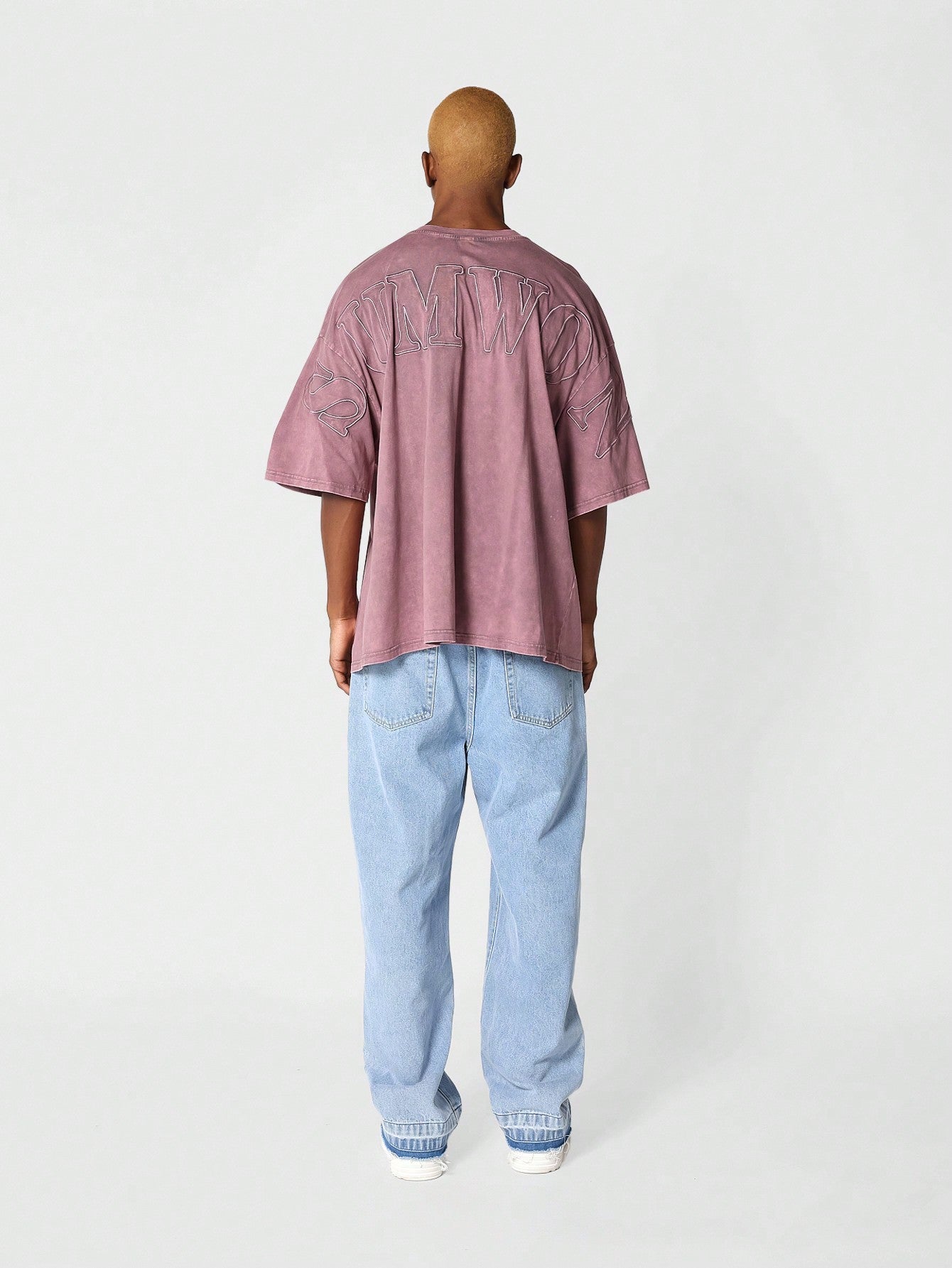 Oversized Fit Tee With Back Logo Embroidery