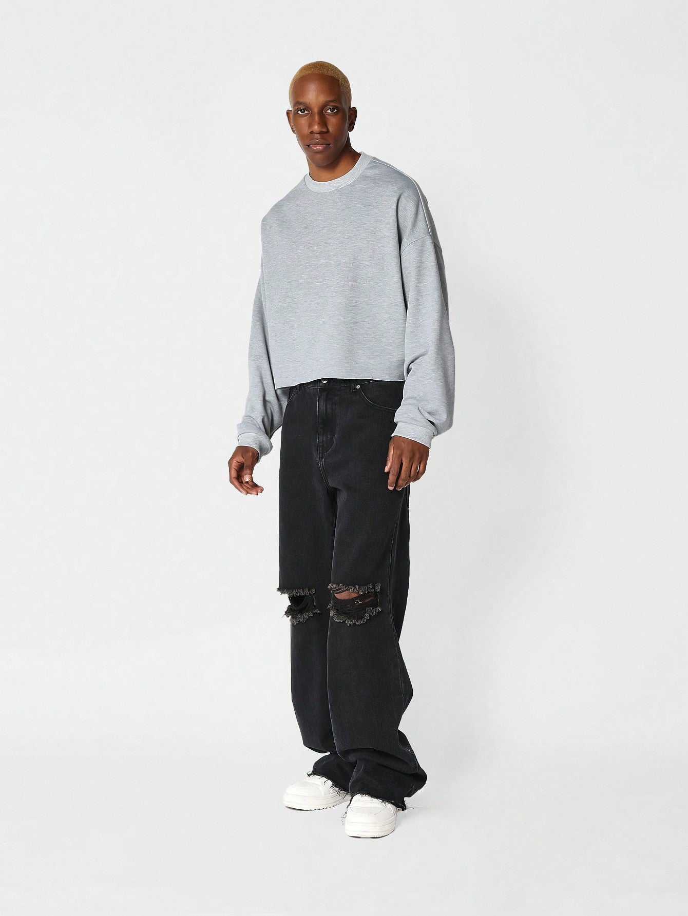 Cropped Crew Neck Sweatshirt