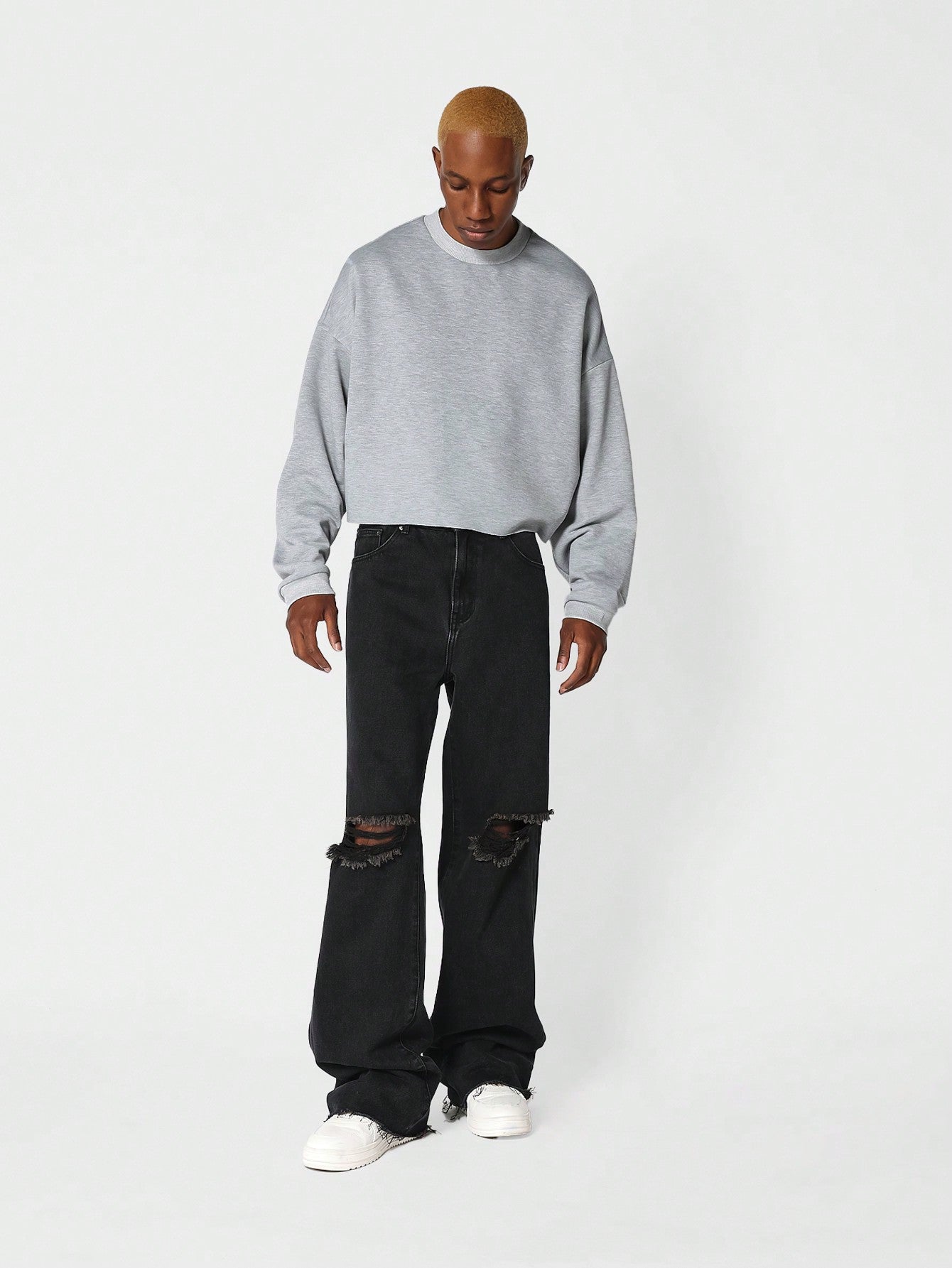 Cropped Crew Neck Sweatshirt