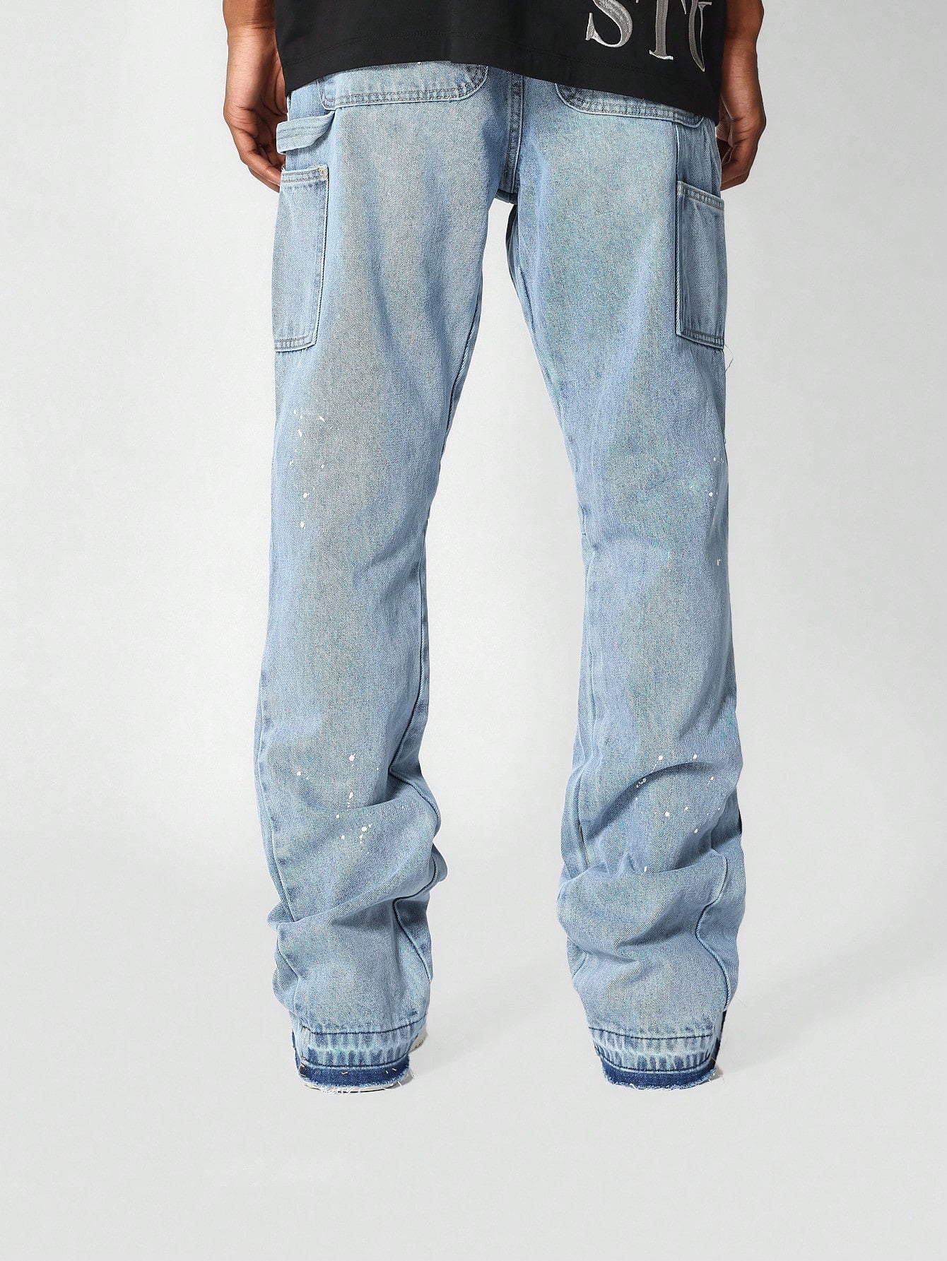 Flare Fit Workwear Jean With Paint Print