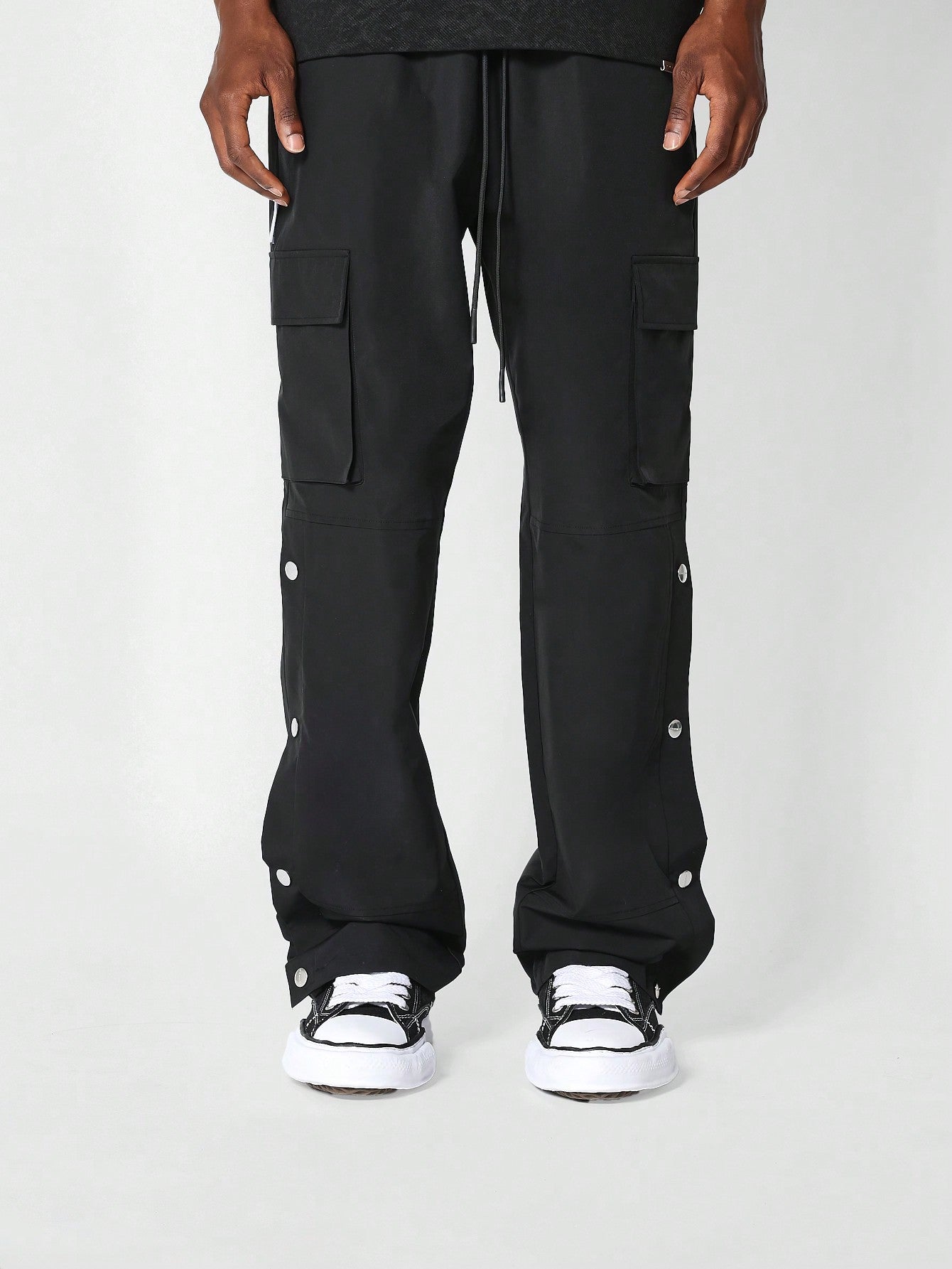 Straight Fit Nylon Trouser With Side Snaps College Ready