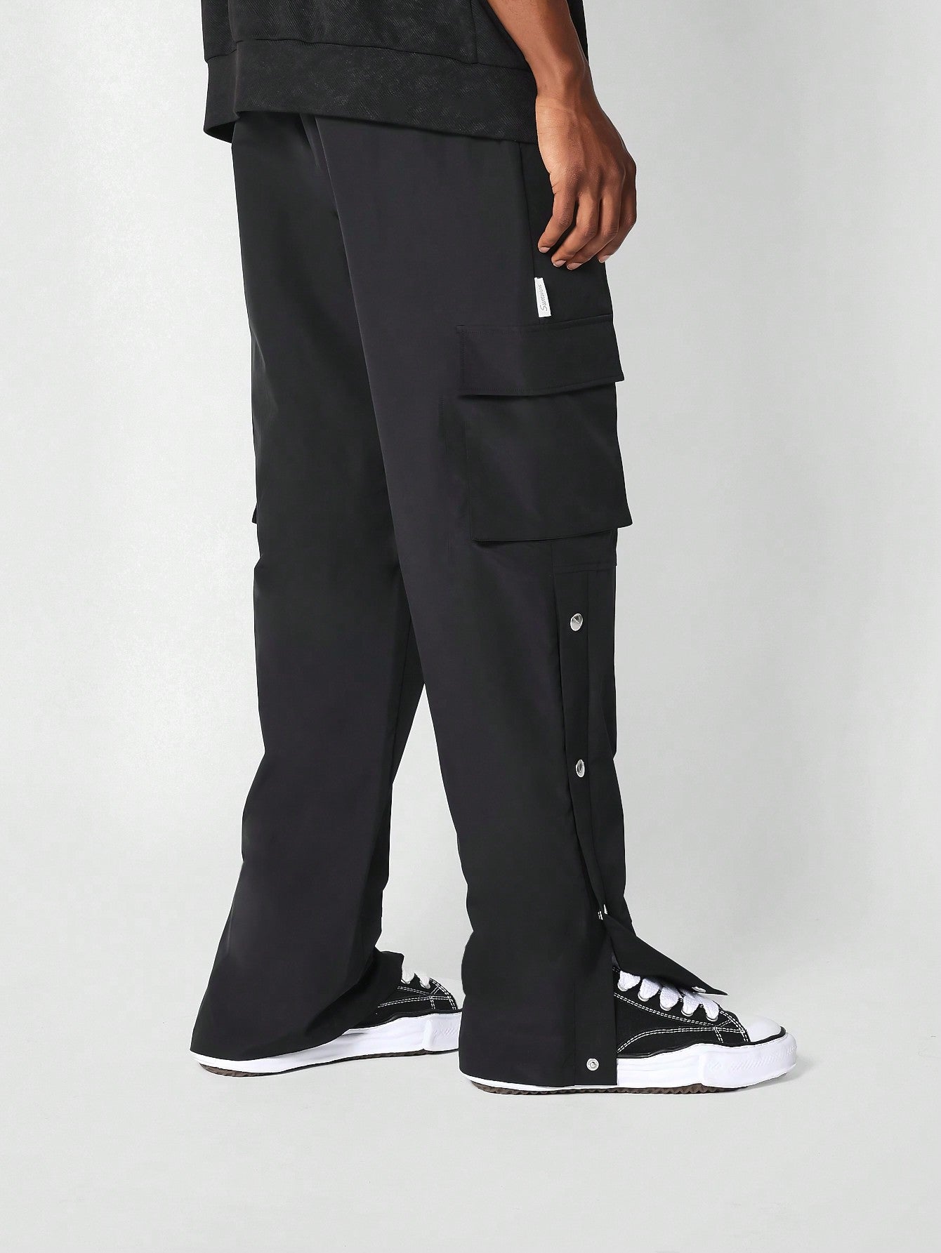Straight Fit Nylon Trouser With Side Snaps College Ready