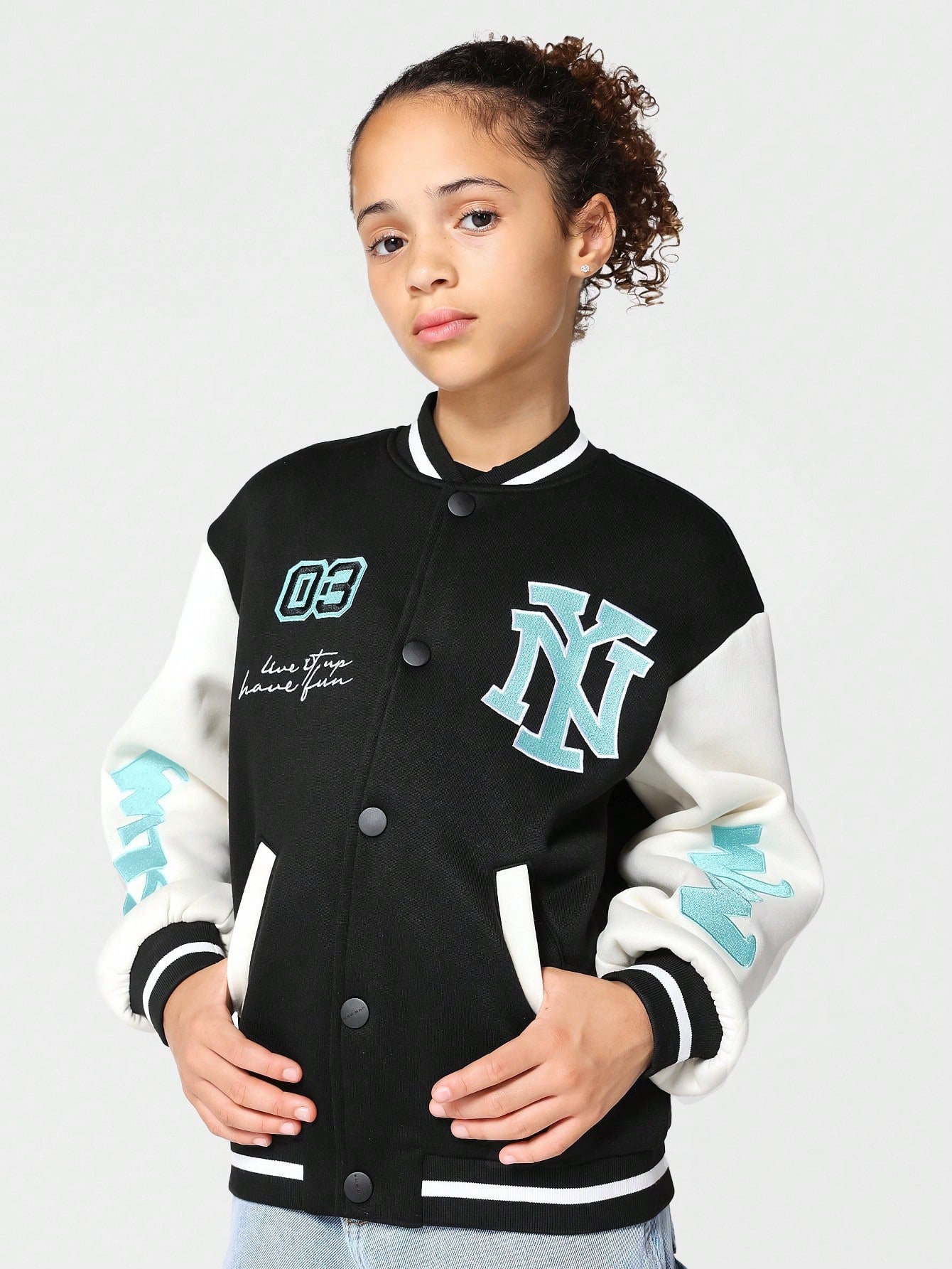 Kids Unisex Badged Varsity Jacket