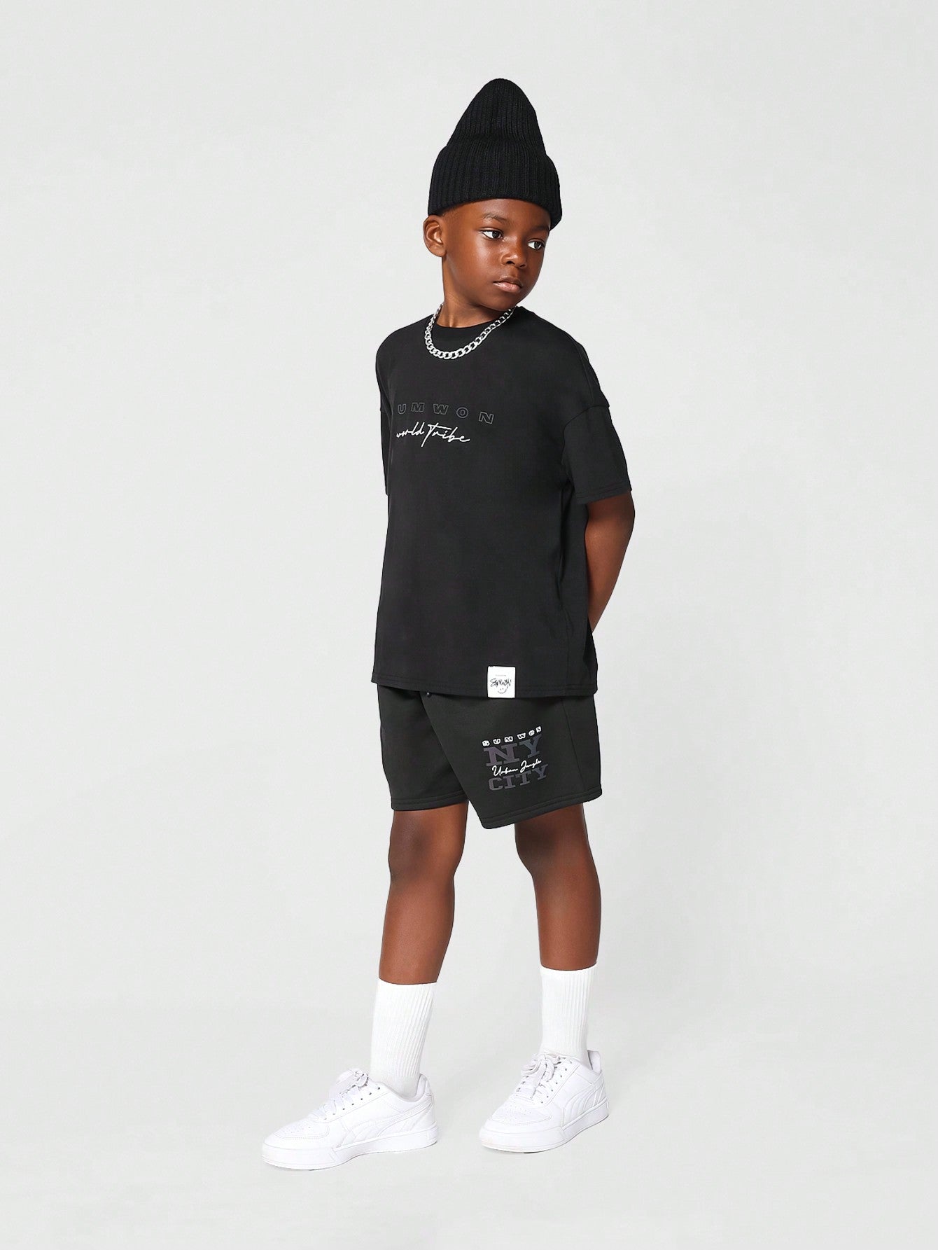 Kids Unisex Short With Reflective Print