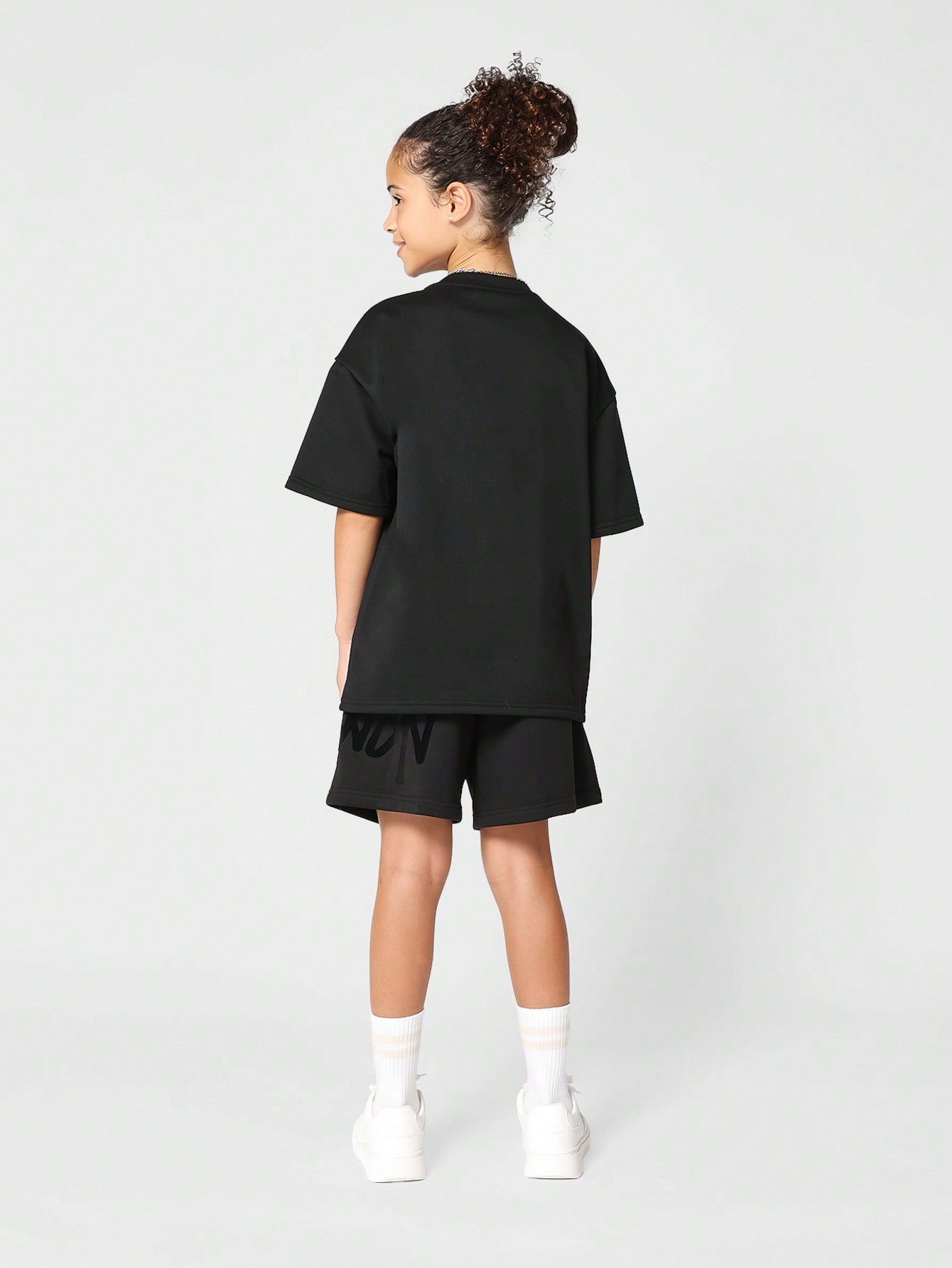 Tween Girl Oversized Short Sleeve Premium Tee With Flock Print