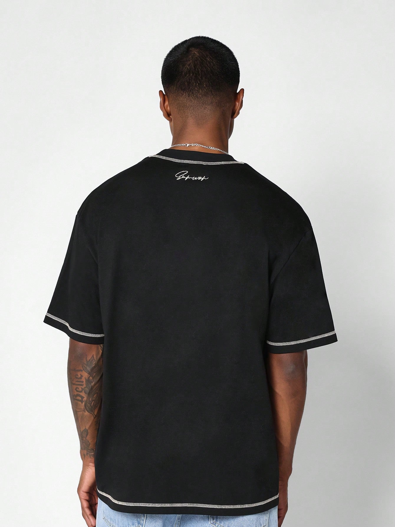 Regular Fit Short Sleeve Heavyweight Contrast Stitch Essential Tee