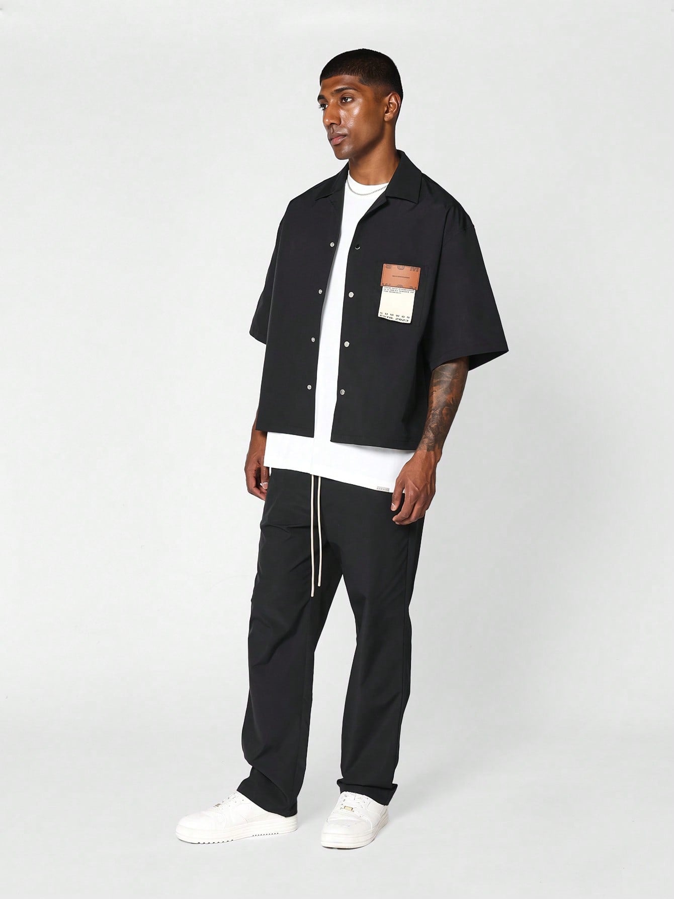 Boxy Fit Shirt With Badge Pocket And Back Graphic Print