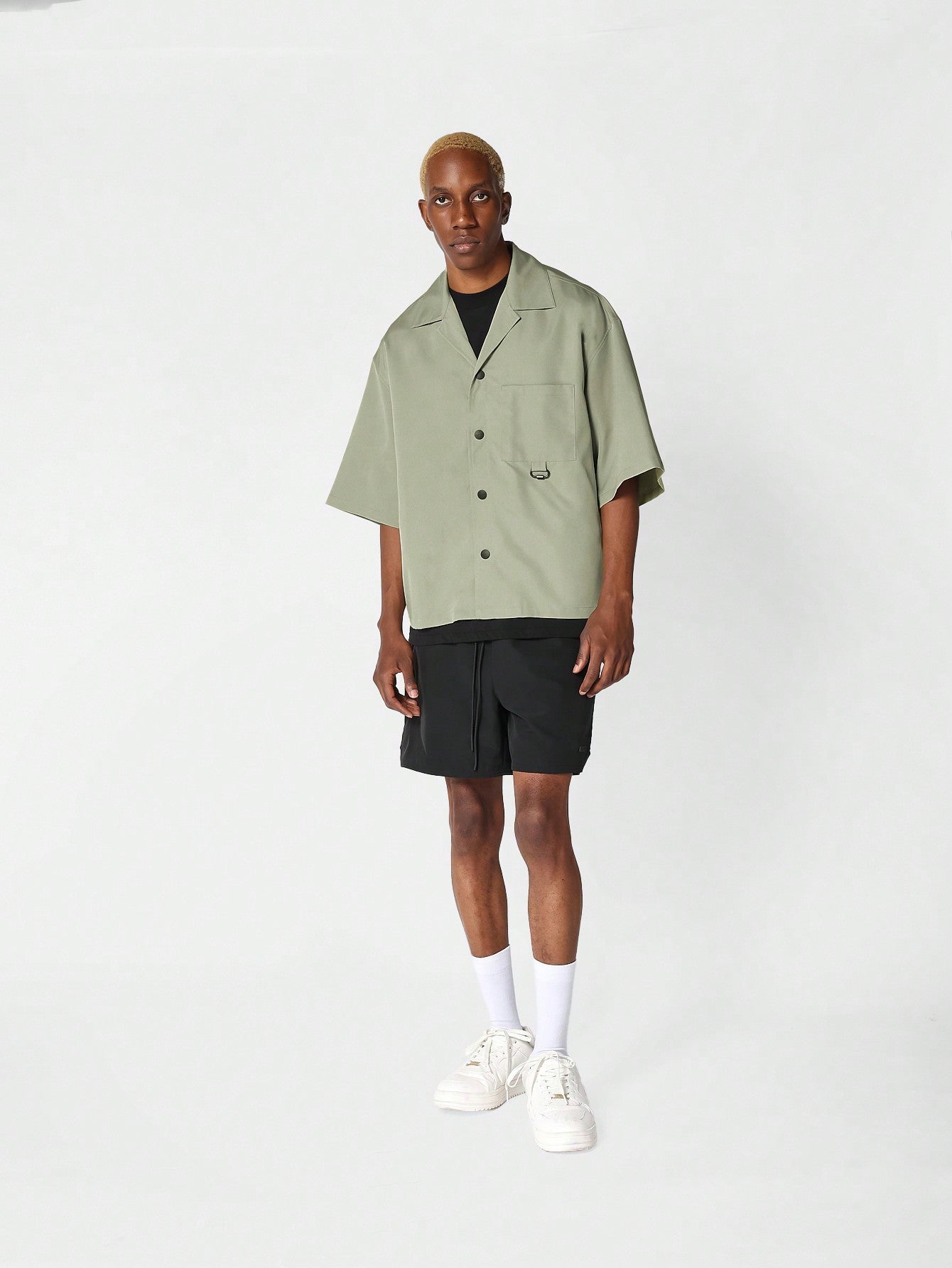 Boxy Fit Revere Collar Nylon Shirt