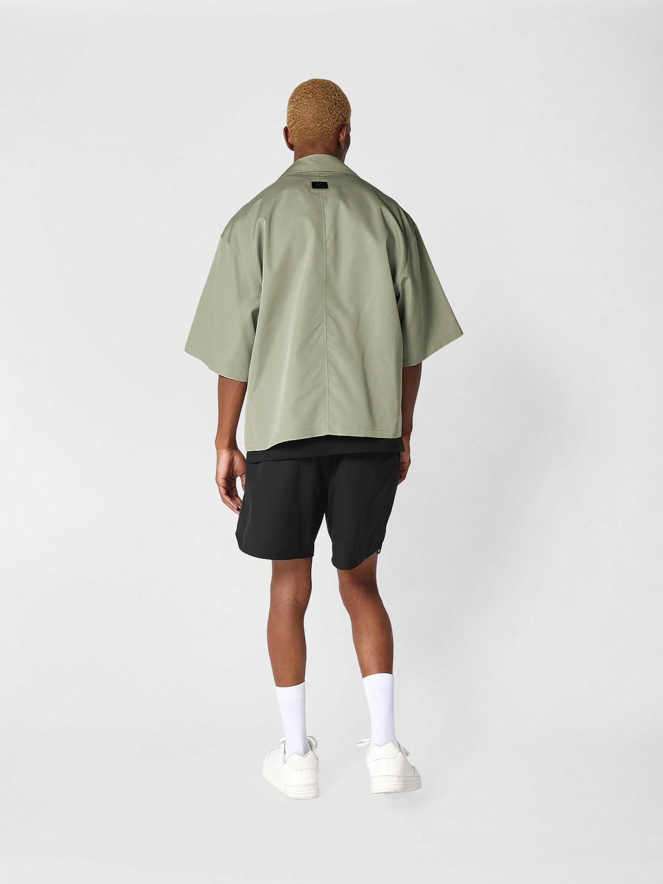 Boxy Fit Revere Collar Nylon Shirt