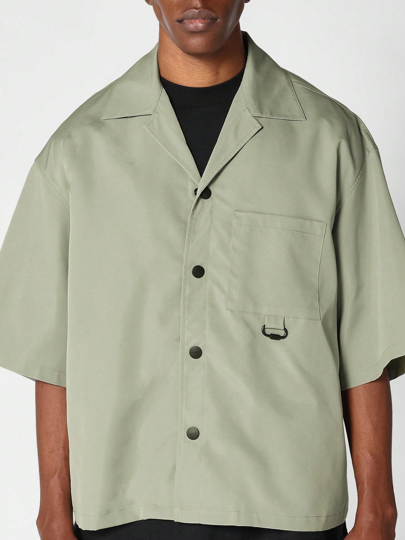 Boxy Fit Revere Collar Nylon Shirt