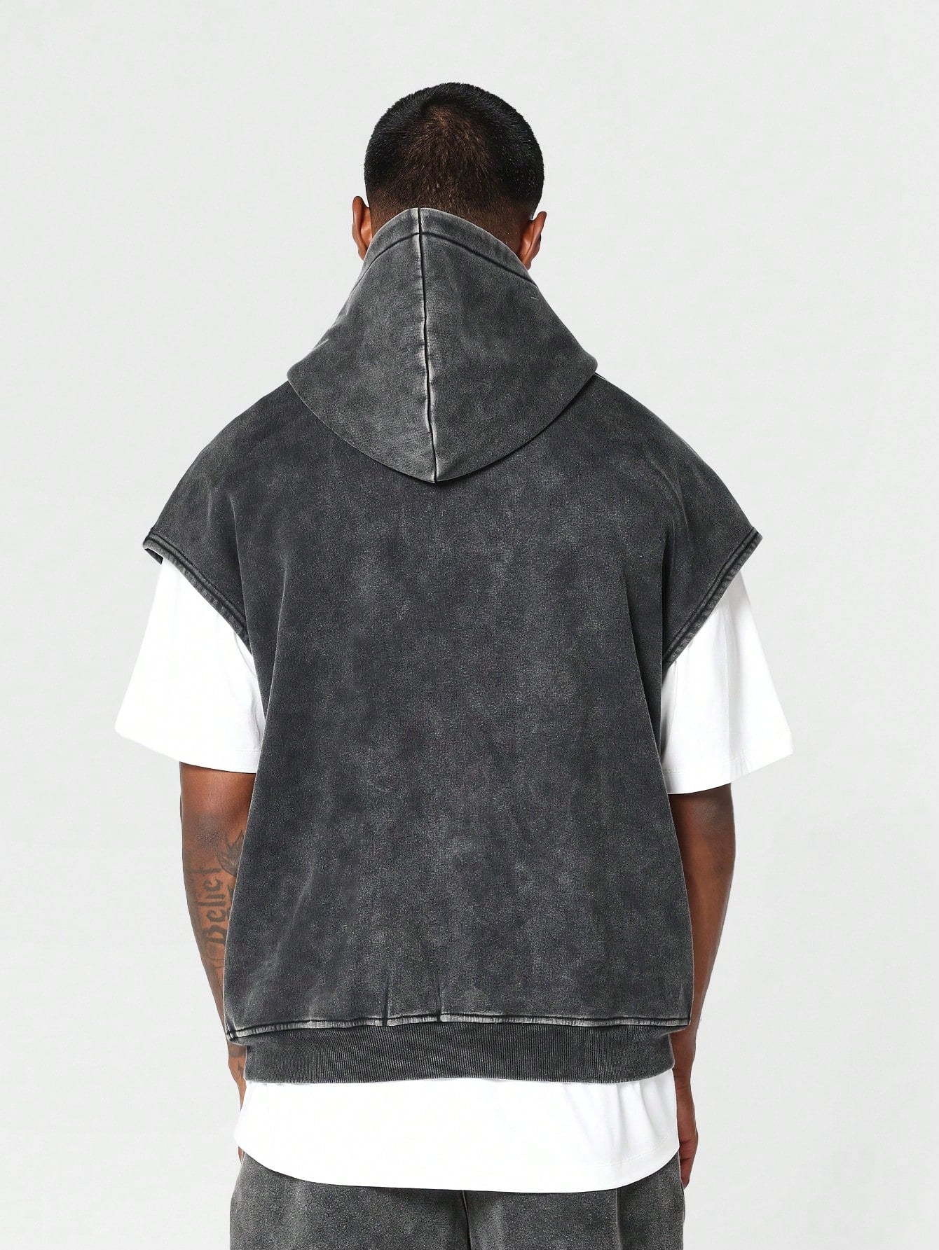 Overhead Sleeveless Washed Hoodie