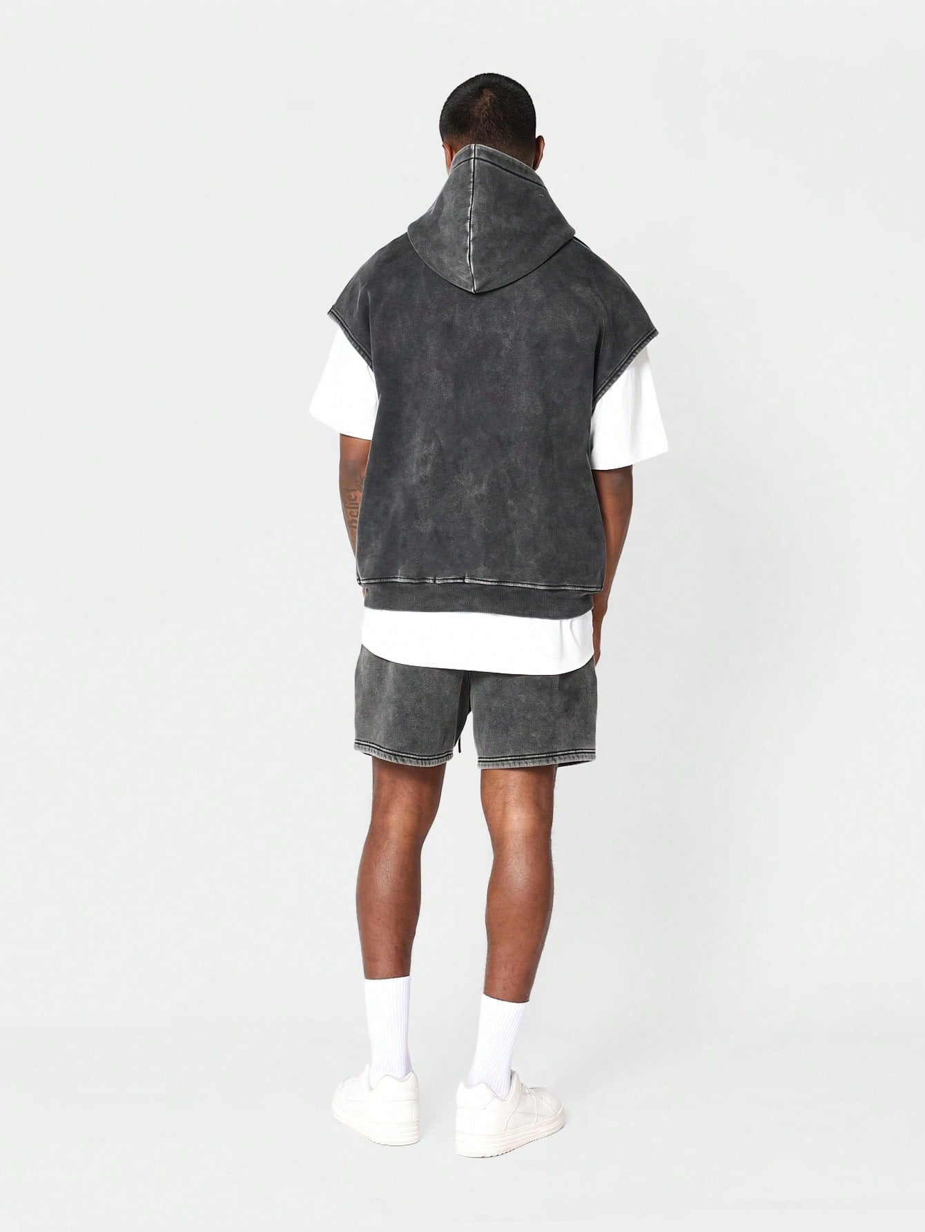 Overhead Sleeveless Washed Hoodie